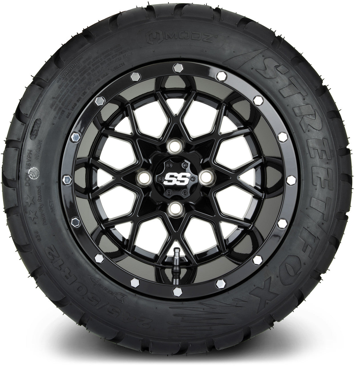 MODZ® 12" Vortex Glossy Black - LowPro Tires and Wheels Combo