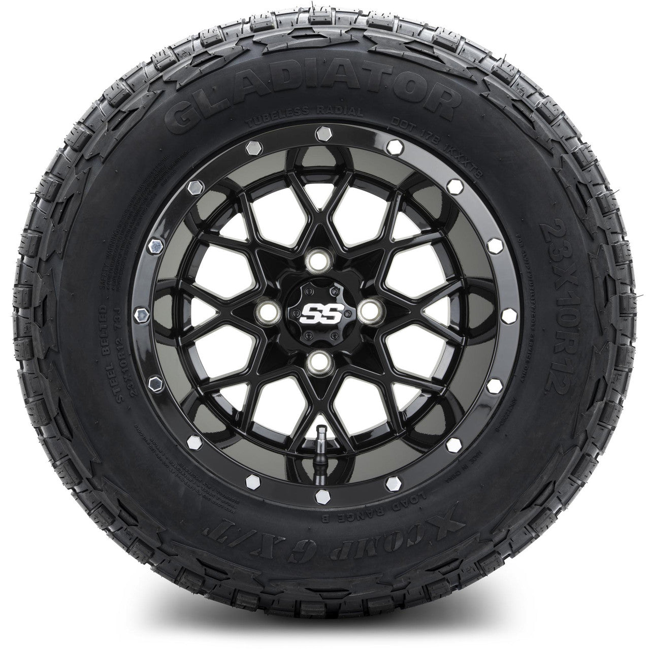 MODZ® 12" Vortex Glossy Black - Lifted Tires and Wheels Combo