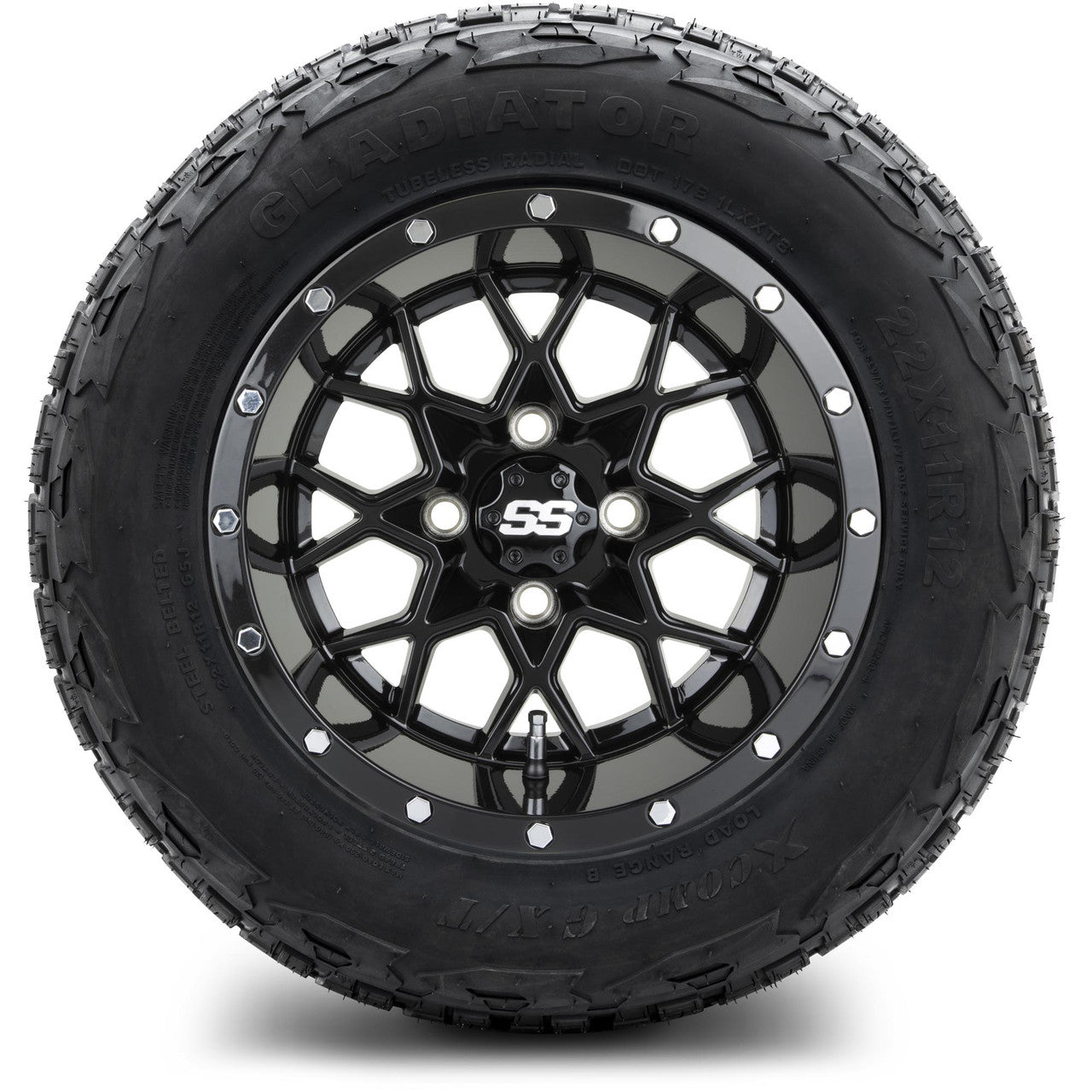 MODZ® 12" Vortex Glossy Black - Lifted Tires and Wheels Combo