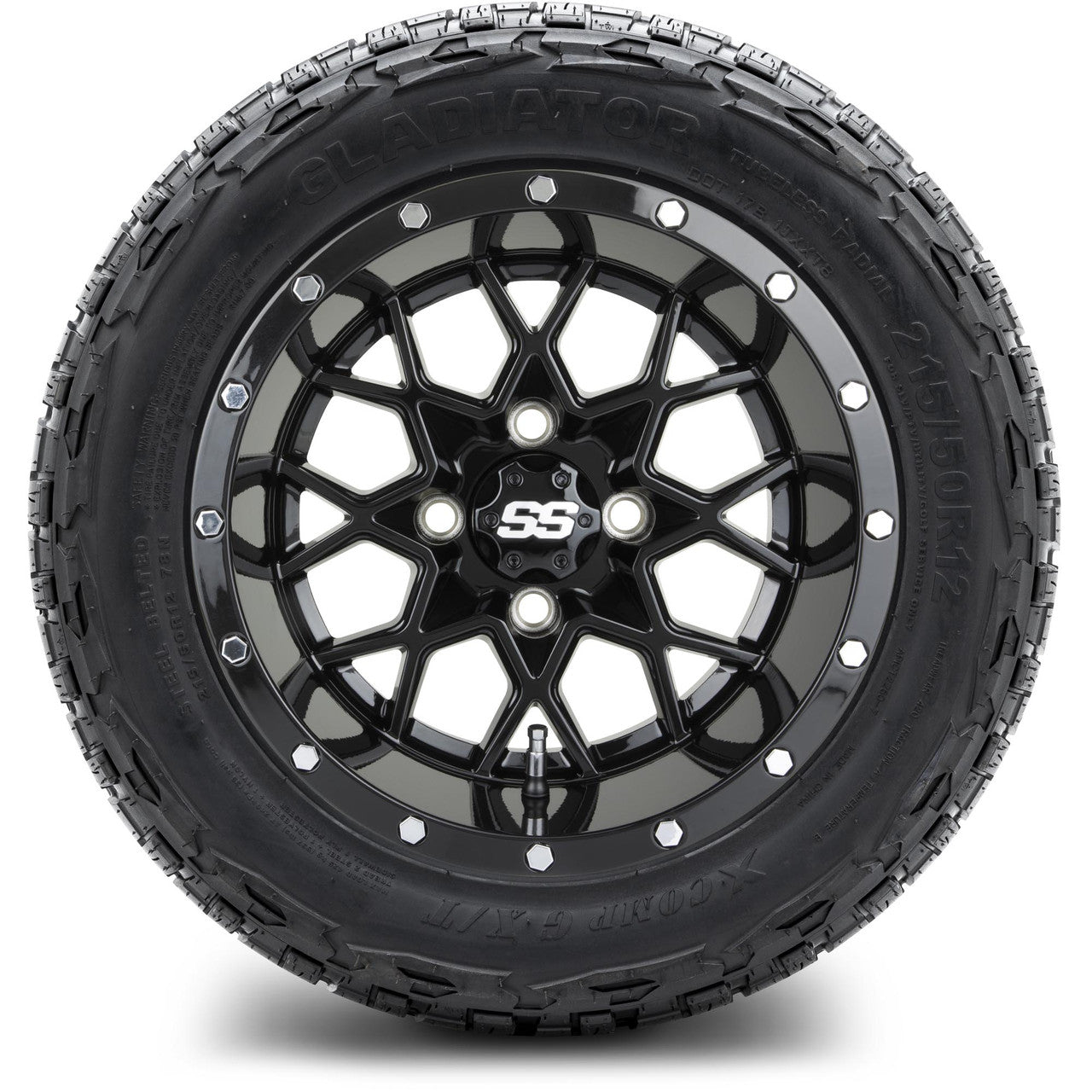 MODZ® 12" Vortex Glossy Black - Lifted Tires and Wheels Combo