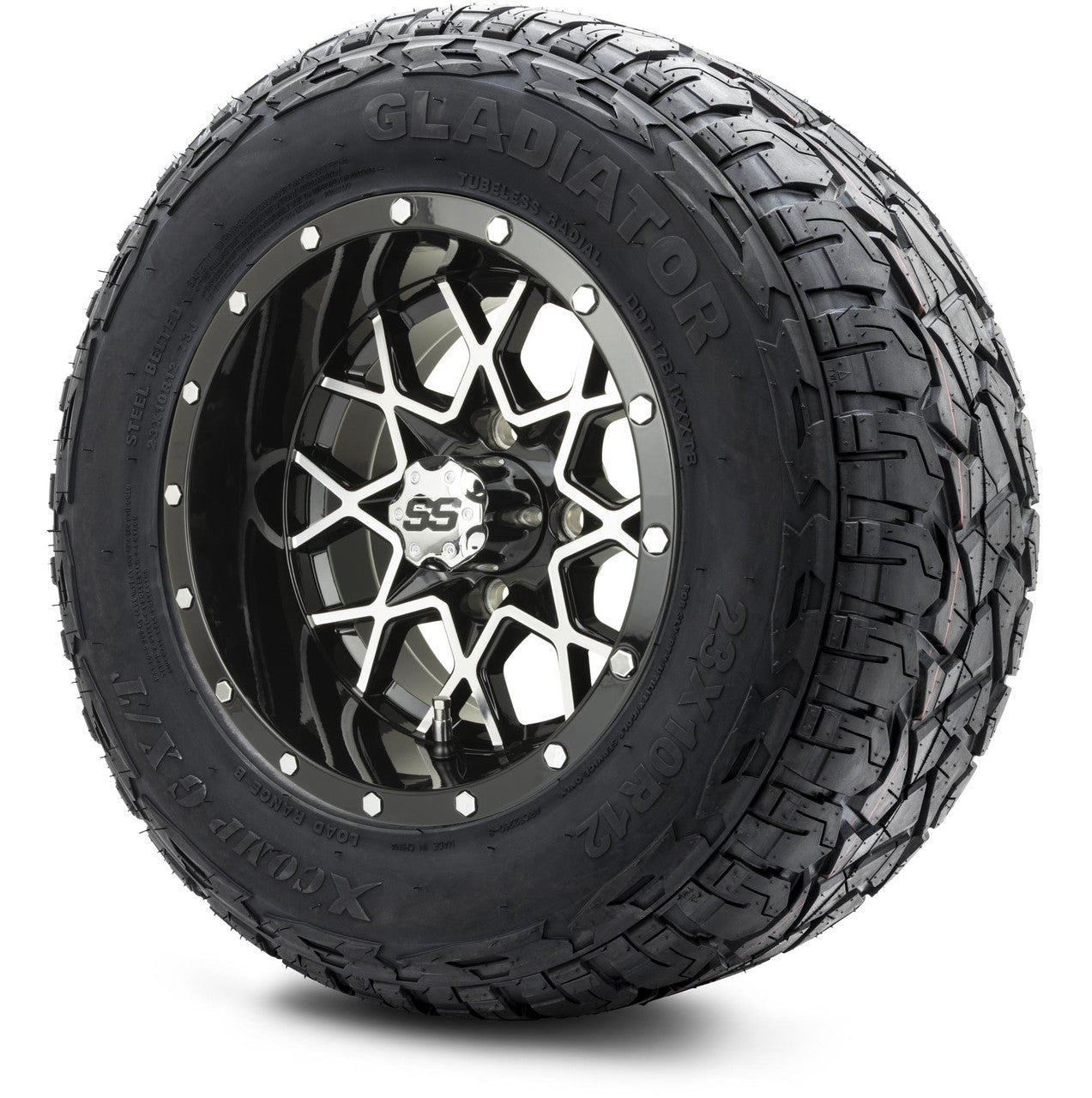 MODZ® 12" Vortex Machined Black - Lifted Tires and Wheels Combo