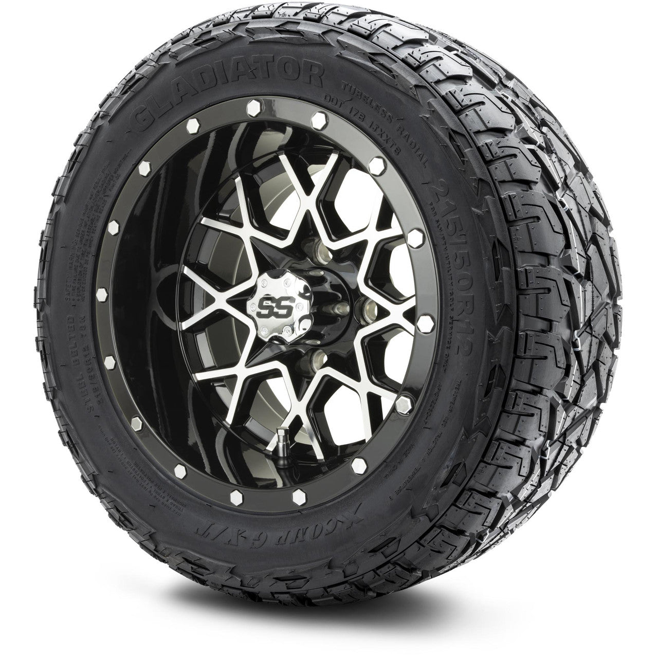 MODZ® 12" Vortex Machined Black - Lifted Tires and Wheels Combo