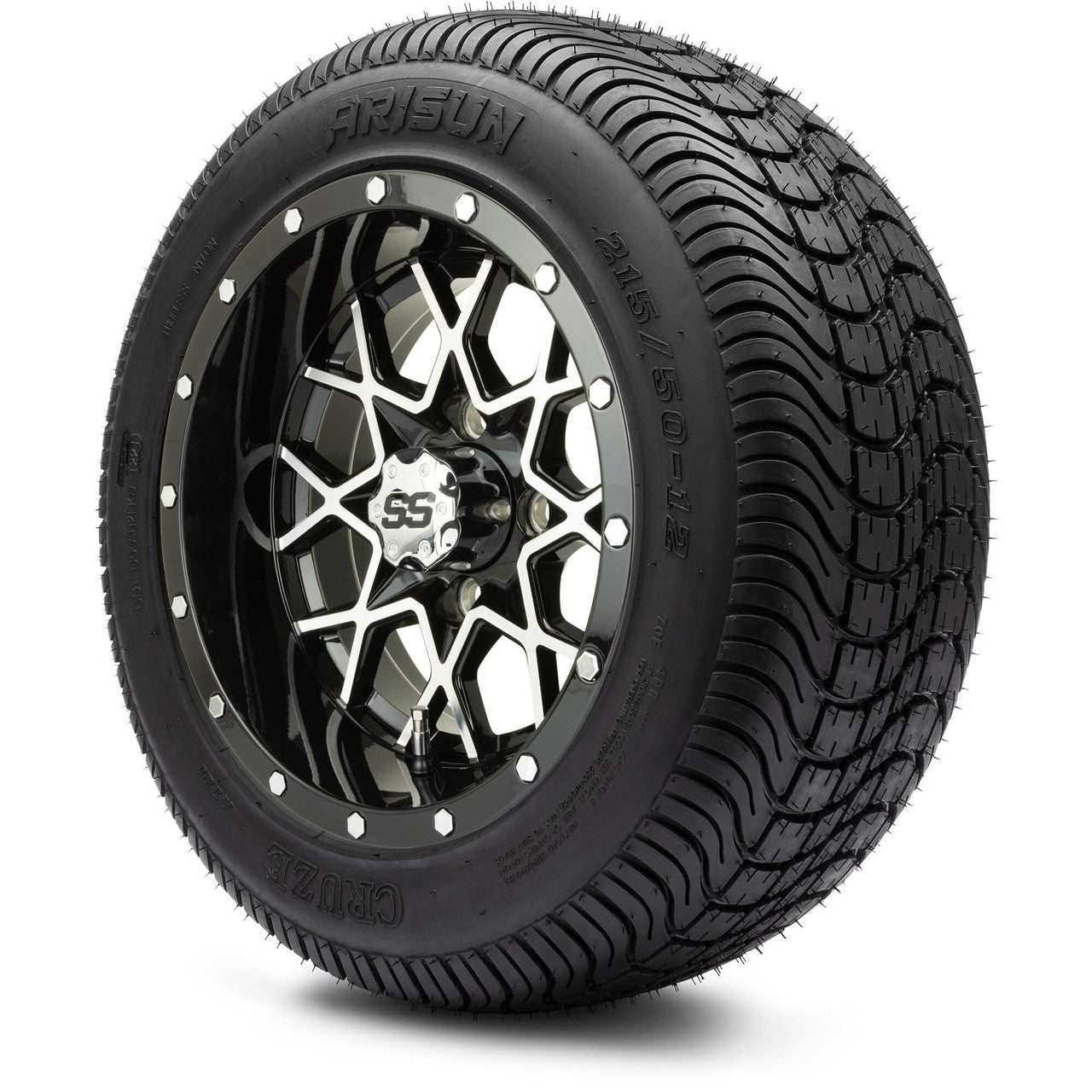 MODZ® 12" Vortex Machined Black - LowPro Tires and Wheels Combo
