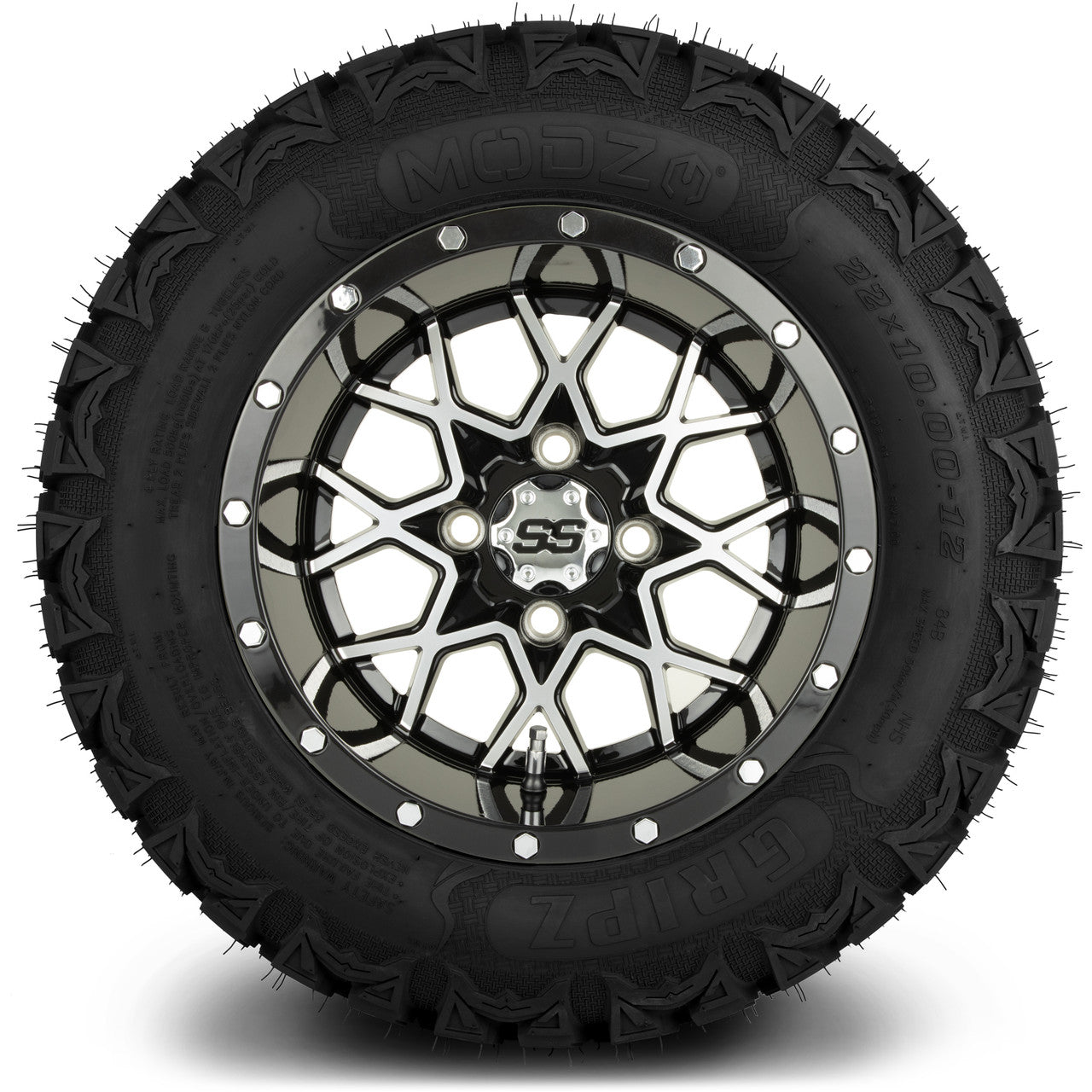 MODZ® 12" Vortex Machined Black - Lifted Tires and Wheels Combo
