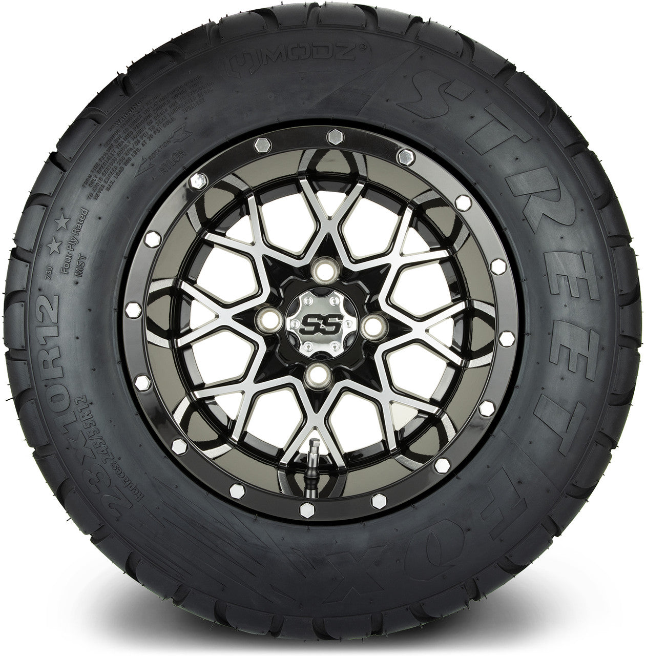 MODZ® 12" Vortex Machined Black - Lifted Tires and Wheels Combo
