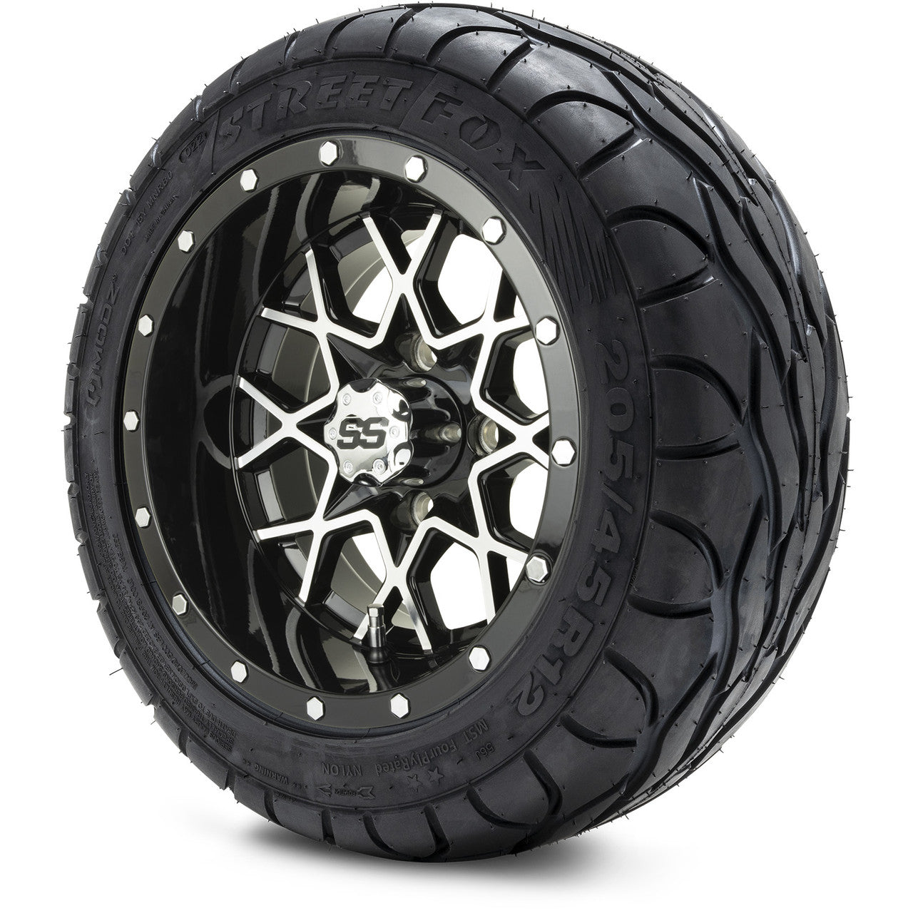 MODZ® 12" Vortex Machined Black - LowPro Tires and Wheels Combo