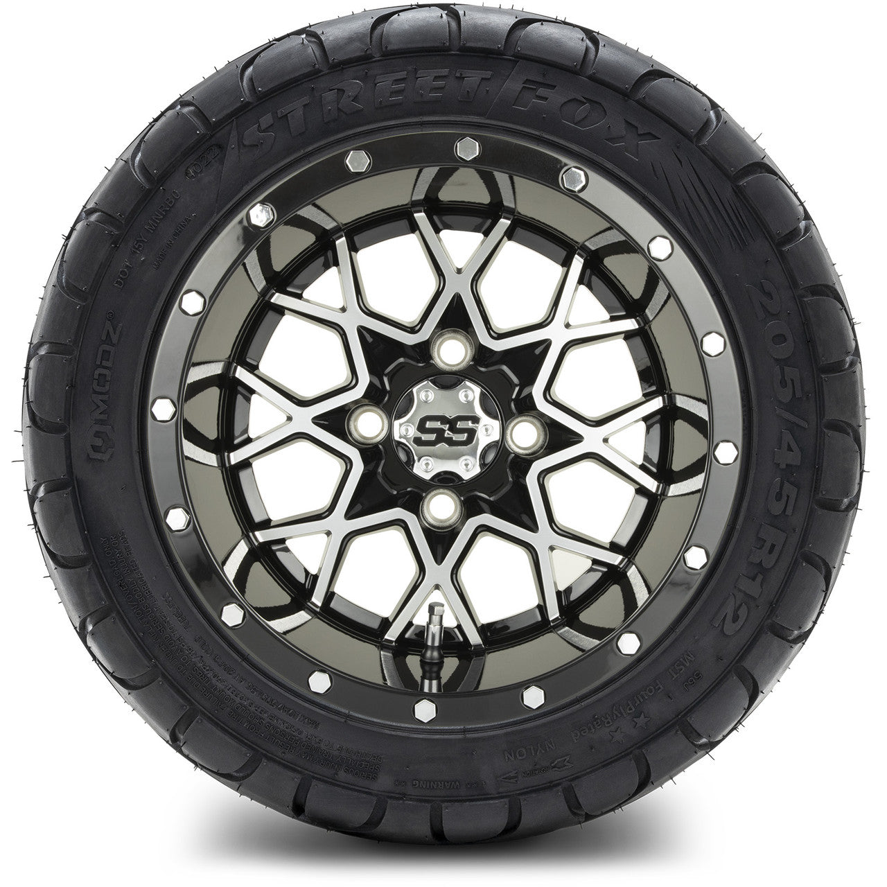 MODZ® 12" Vortex Machined Black - LowPro Tires and Wheels Combo