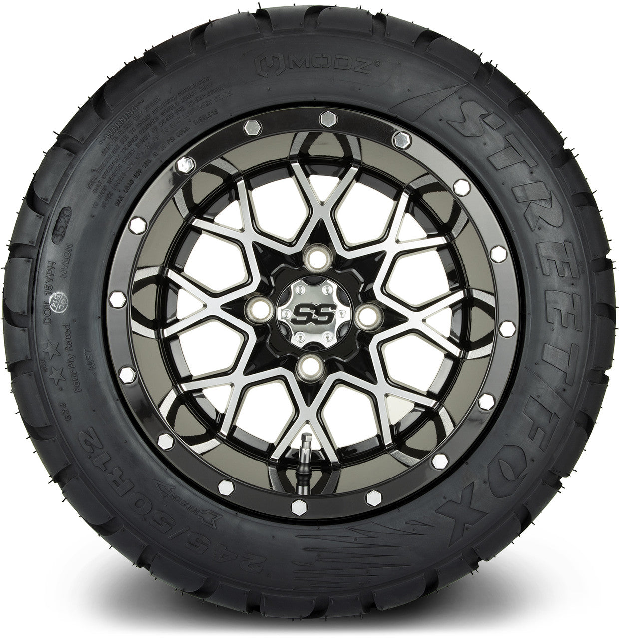 MODZ® 12" Vortex Machined Black - LowPro Tires and Wheels Combo