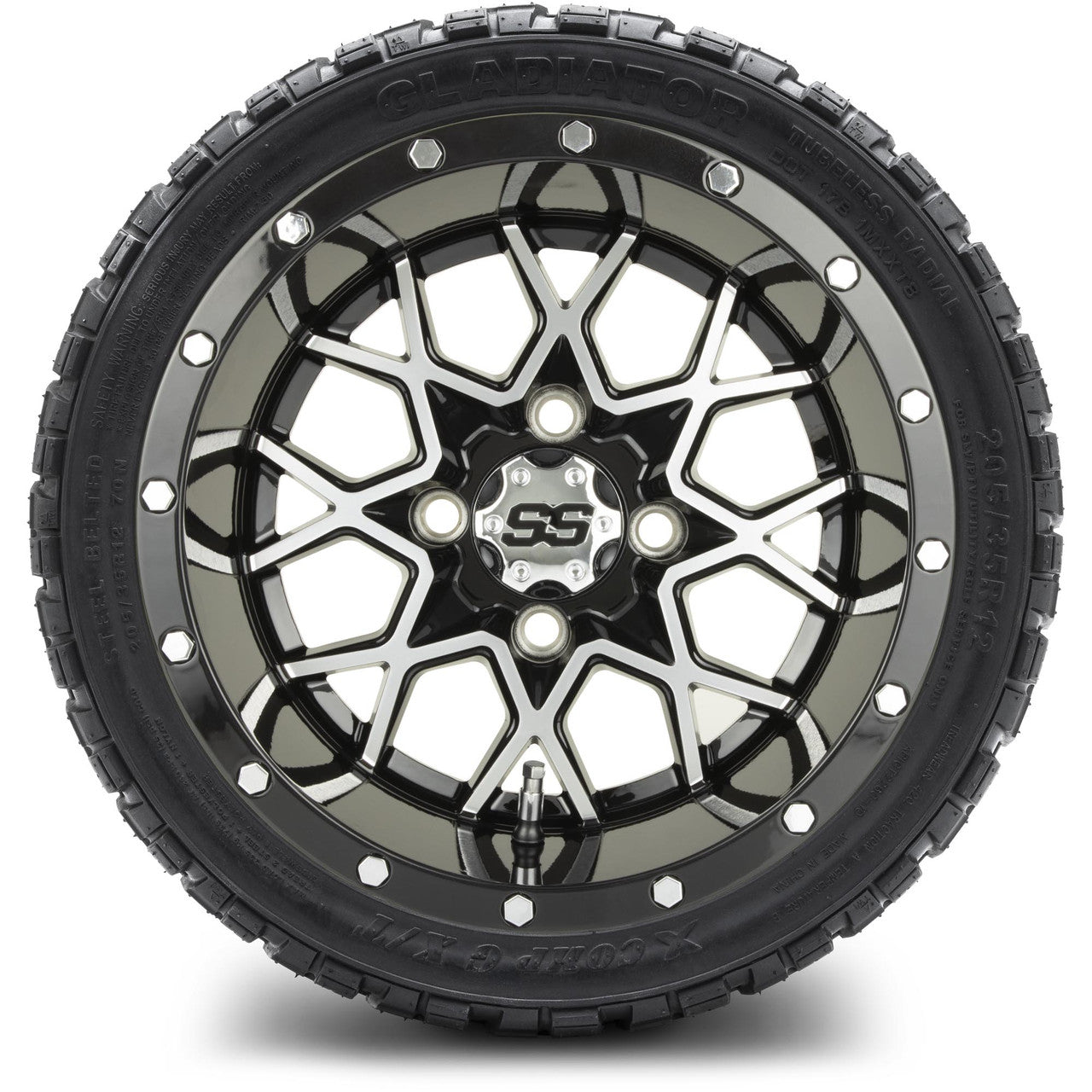 MODZ® 12" Vortex Machined Black - LowPro Tires and Wheels Combo