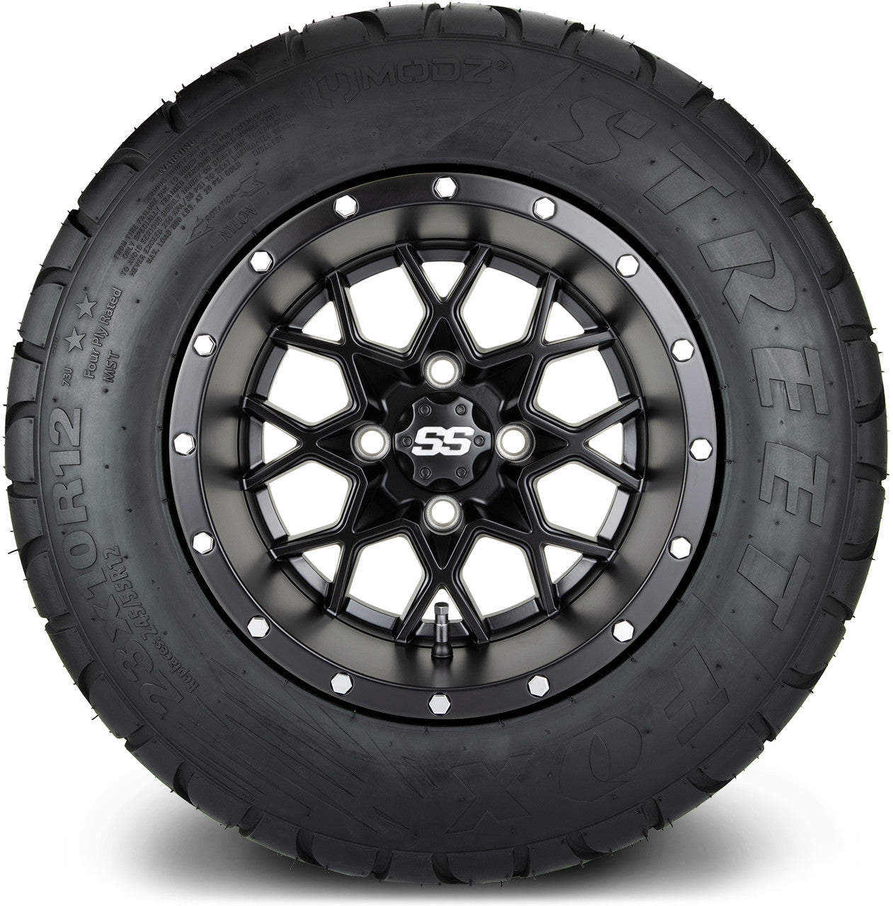 MODZ® 12" Vortex Matte Black - Lifted Tires and Wheels Combo