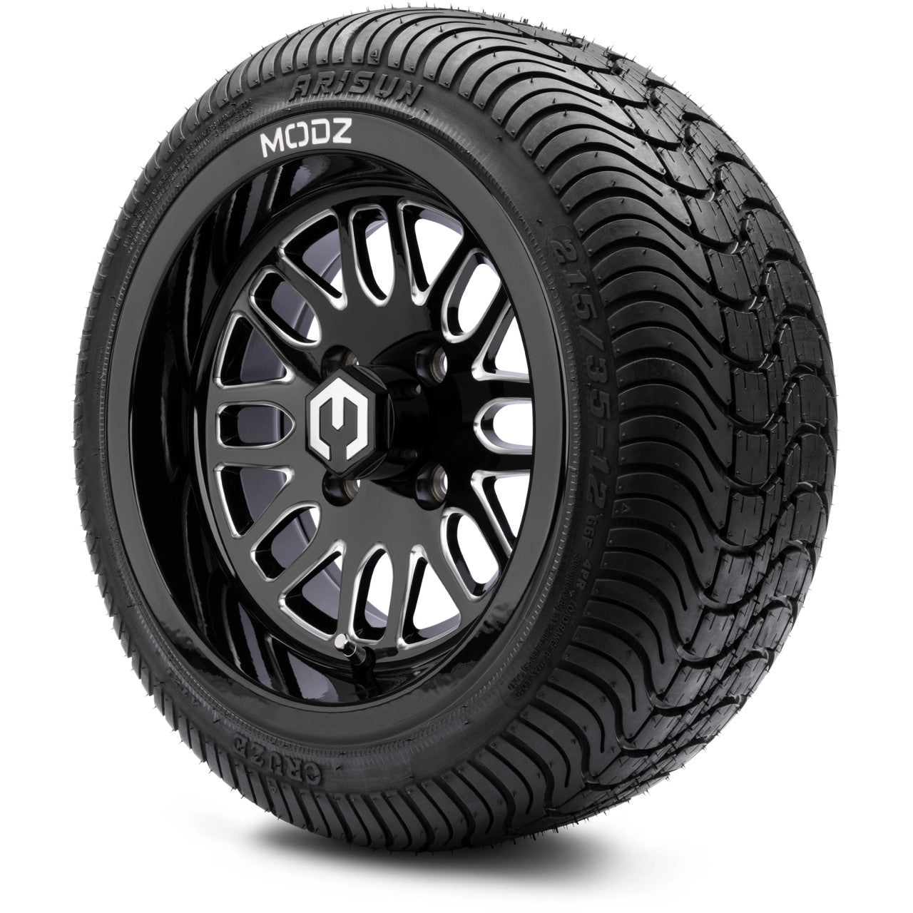 MODZ® 12" Mayhem Glossy Black Ball Mill - LowPro Tires and Wheels Combo