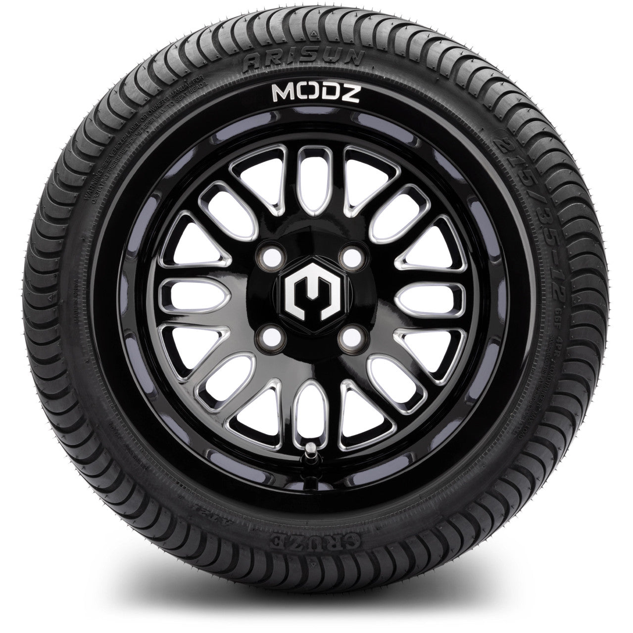 MODZ® 12" Mayhem Glossy Black Ball Mill - LowPro Tires and Wheels Combo