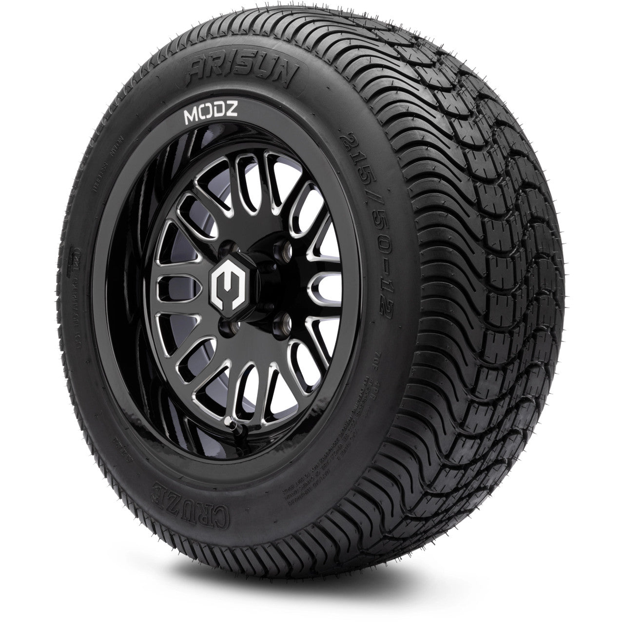 MODZ® 12" Mayhem Glossy Black Ball Mill - LowPro Tires and Wheels Combo