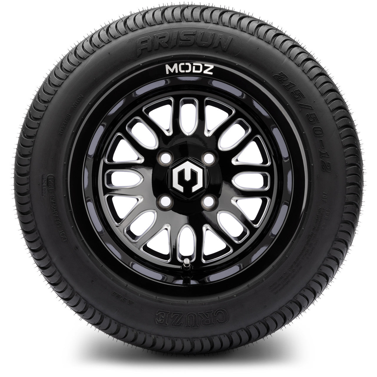 MODZ® 12" Mayhem Glossy Black Ball Mill - LowPro Tires and Wheels Combo