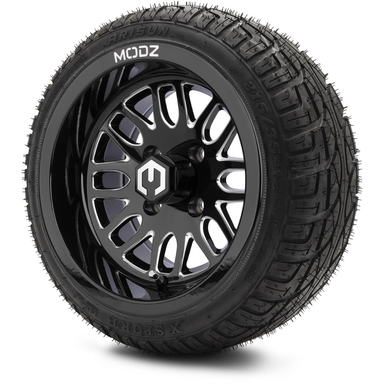 MODZ® 12" Mayhem Glossy Black Ball Mill - LowPro Tires and Wheels Combo