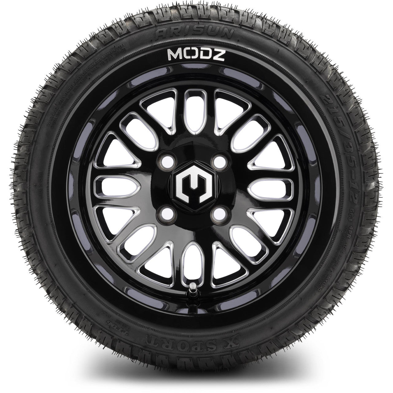 MODZ® 12" Mayhem Glossy Black Ball Mill - LowPro Tires and Wheels Combo