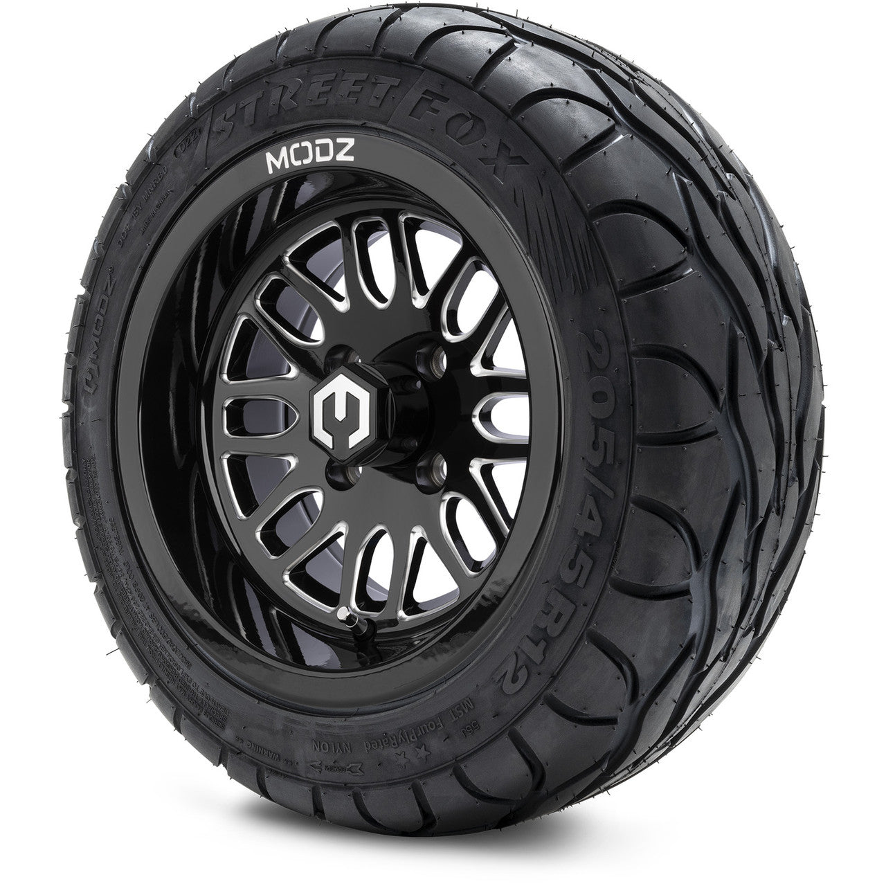 MODZ® 12" Mayhem Glossy Black Ball Mill - LowPro Tires and Wheels Combo