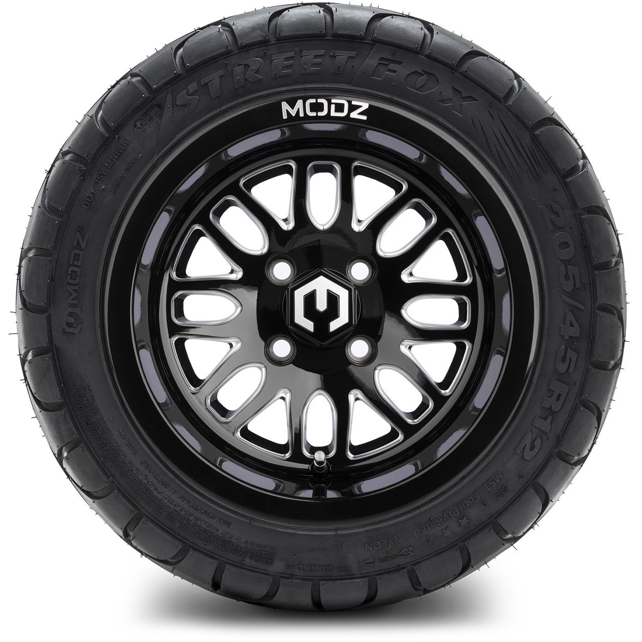 MODZ® 12" Mayhem Glossy Black Ball Mill - LowPro Tires and Wheels Combo