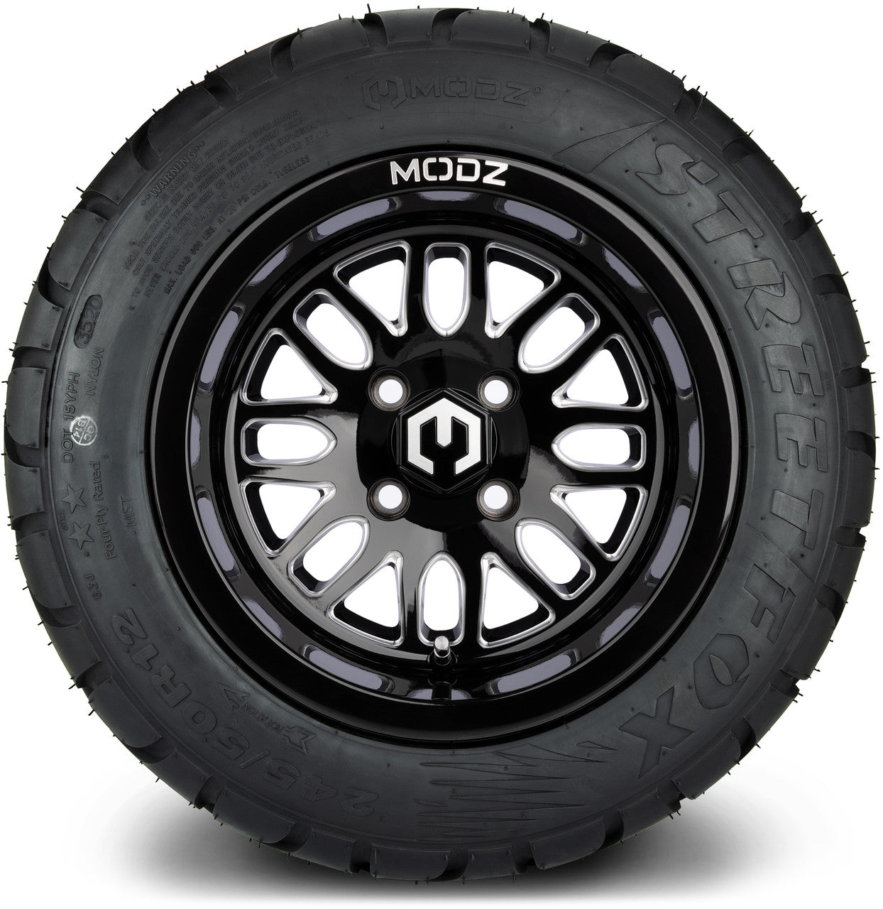 MODZ® 12" Mayhem Glossy Black Ball Mill - LowPro Tires and Wheels Combo