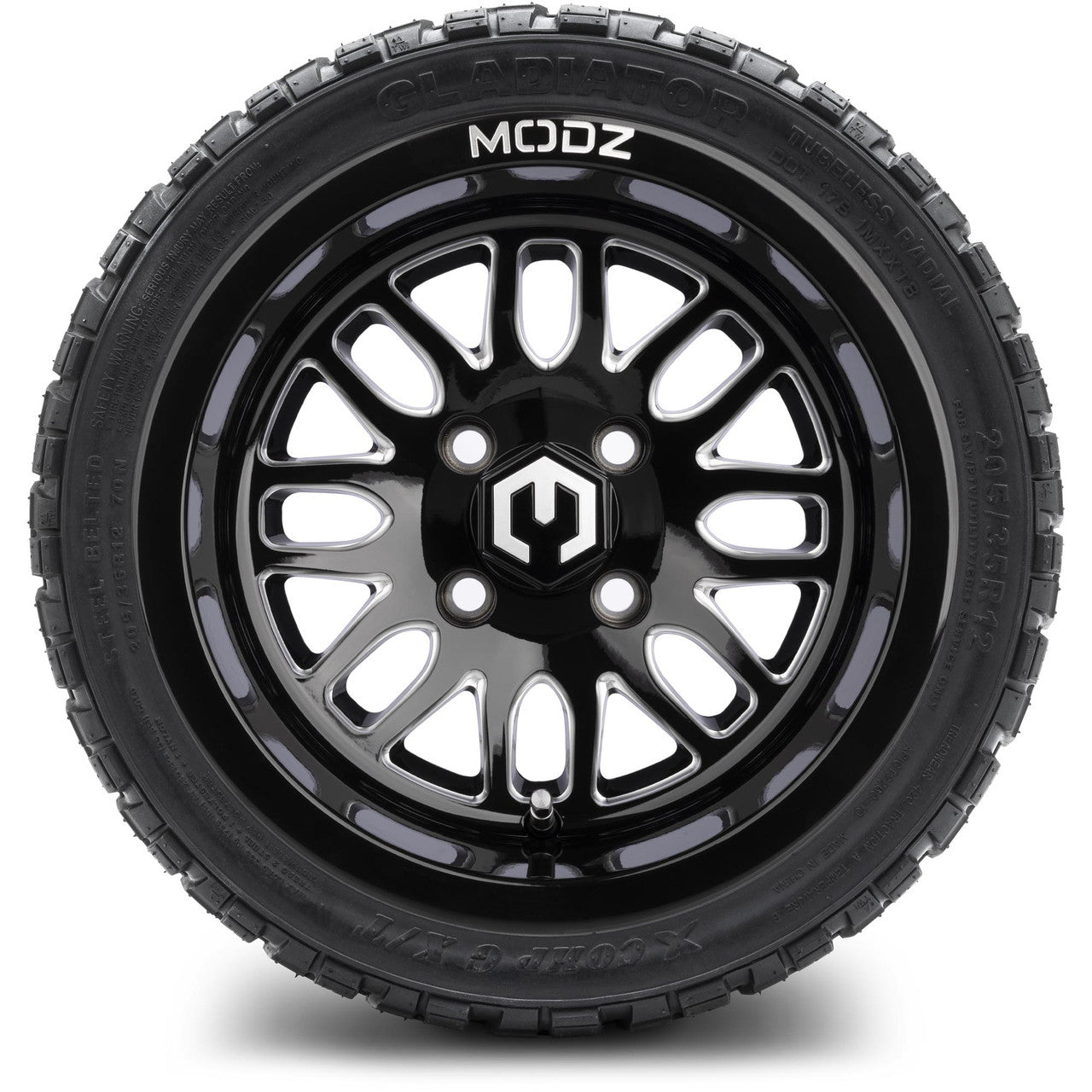 MODZ® 12" Mayhem Glossy Black Ball Mill - LowPro Tires and Wheels Combo