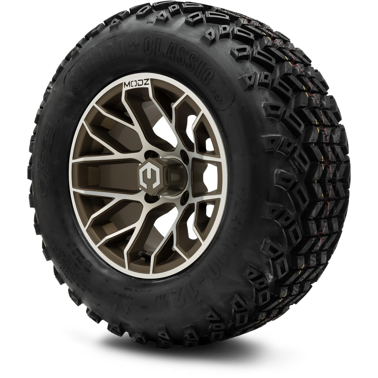 MODZ® 12" Matrix Machined Bronze - Lifted Tires and Wheels Combo