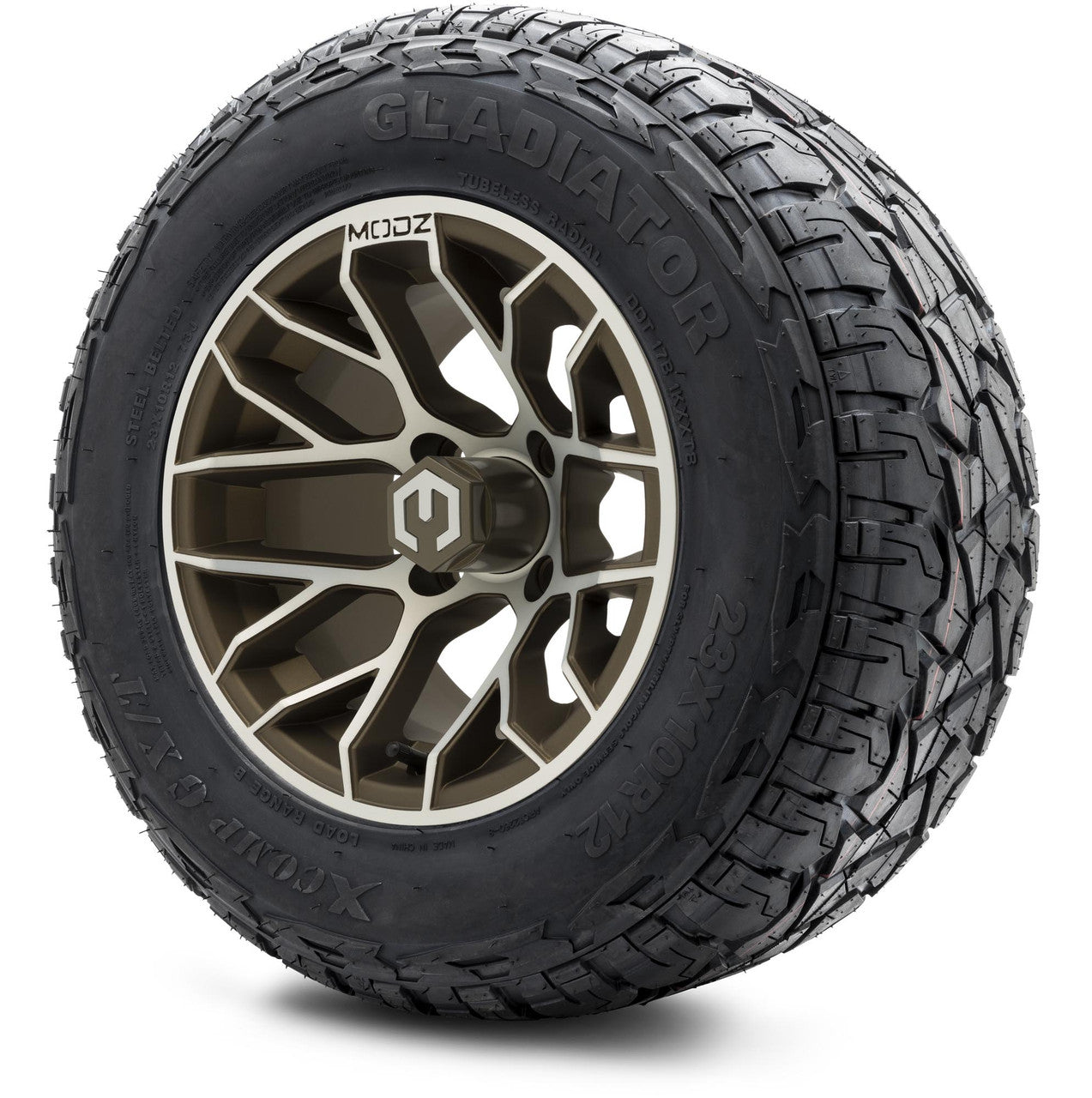 MODZ® 12" Matrix Machined Bronze - Lifted Tires and Wheels Combo
