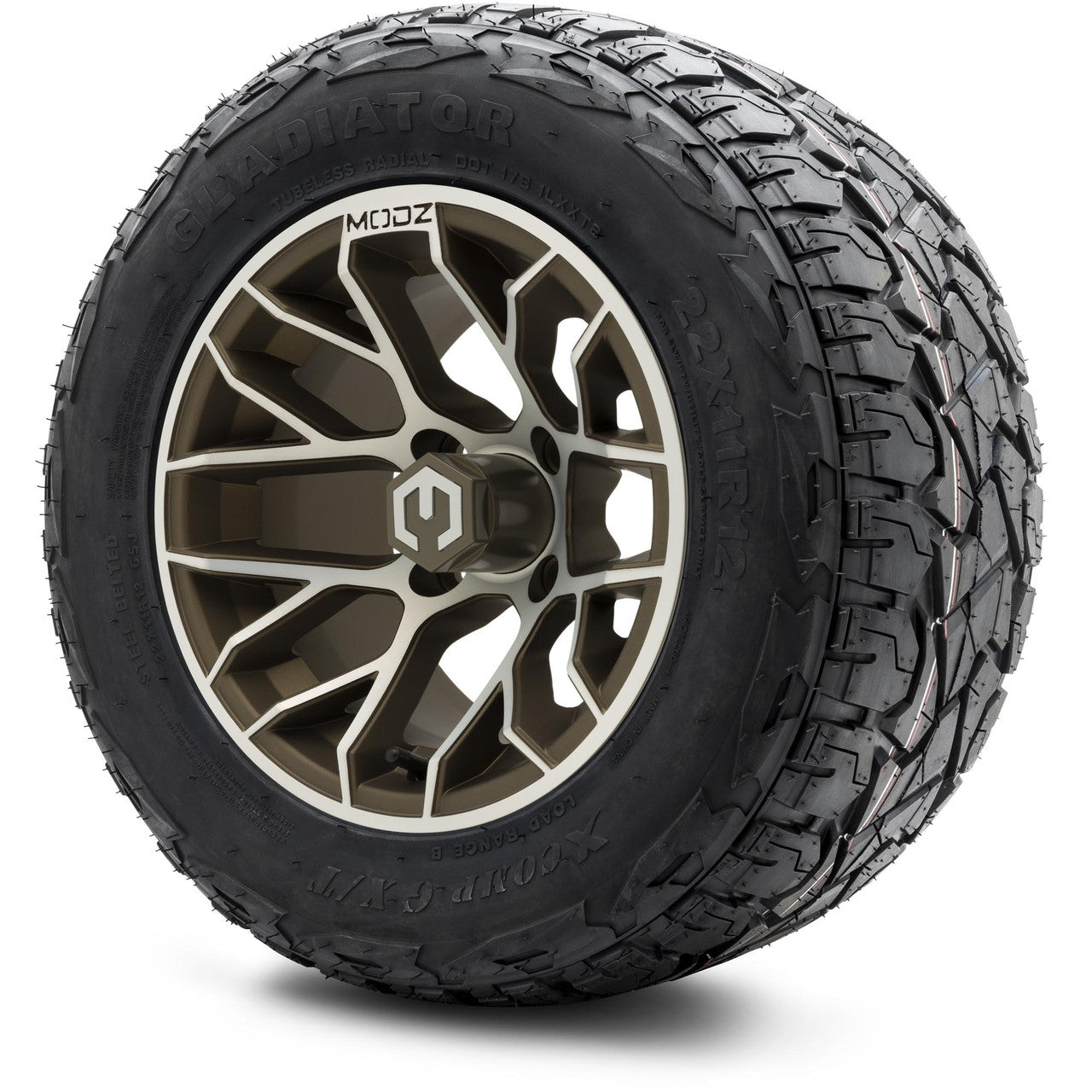 MODZ® 12" Matrix Machined Bronze - Lifted Tires and Wheels Combo