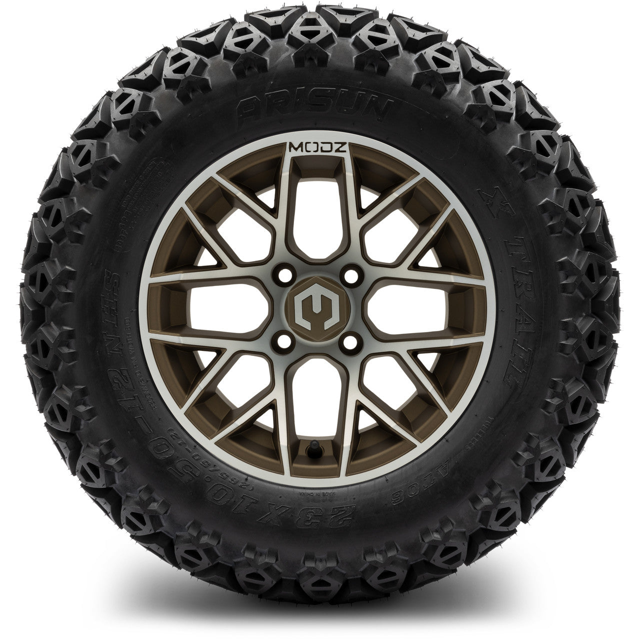 MODZ® 12" Matrix Machined Bronze - Lifted Tires and Wheels Combo