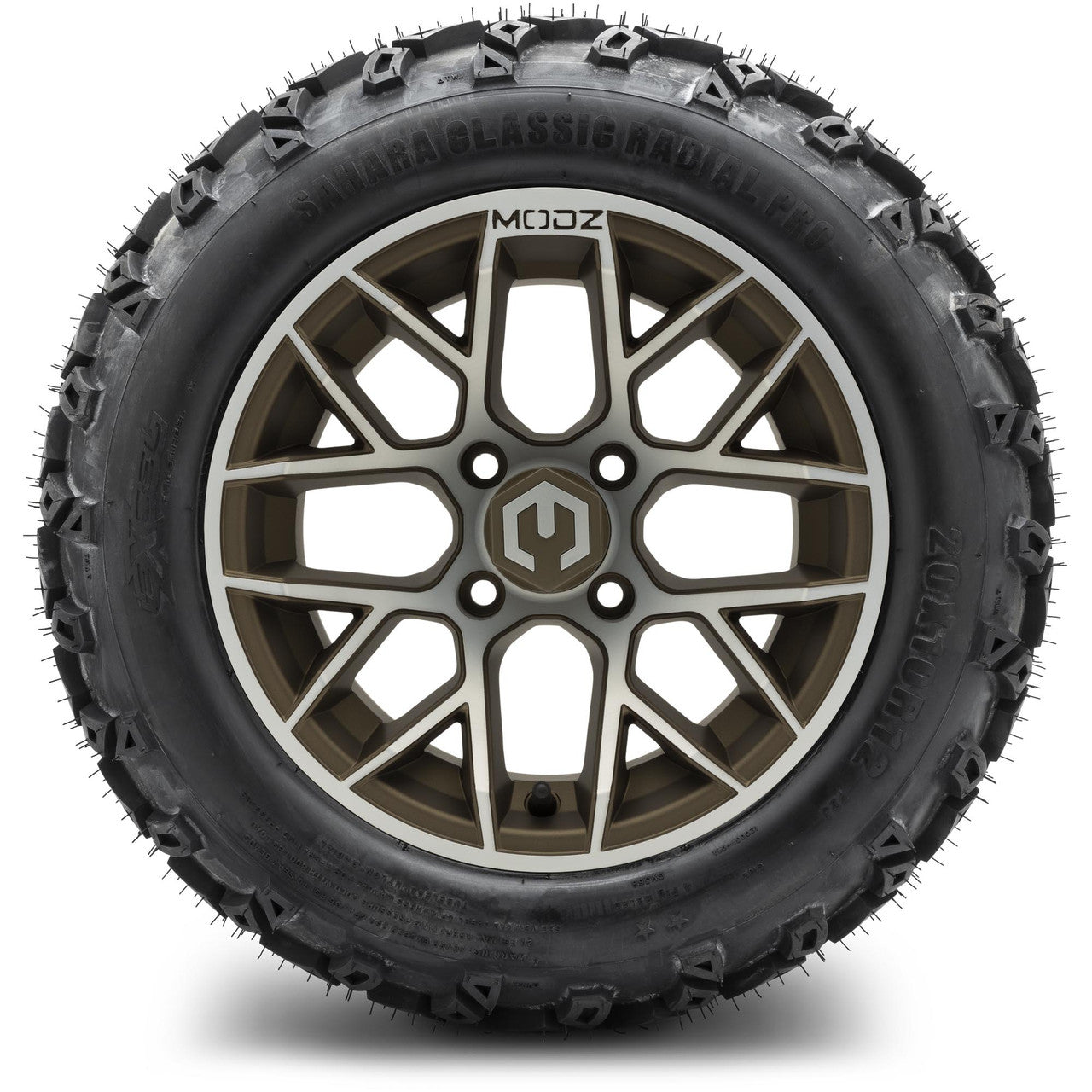 MODZ® 12" Matrix Machined Bronze - Lifted Tires and Wheels Combo