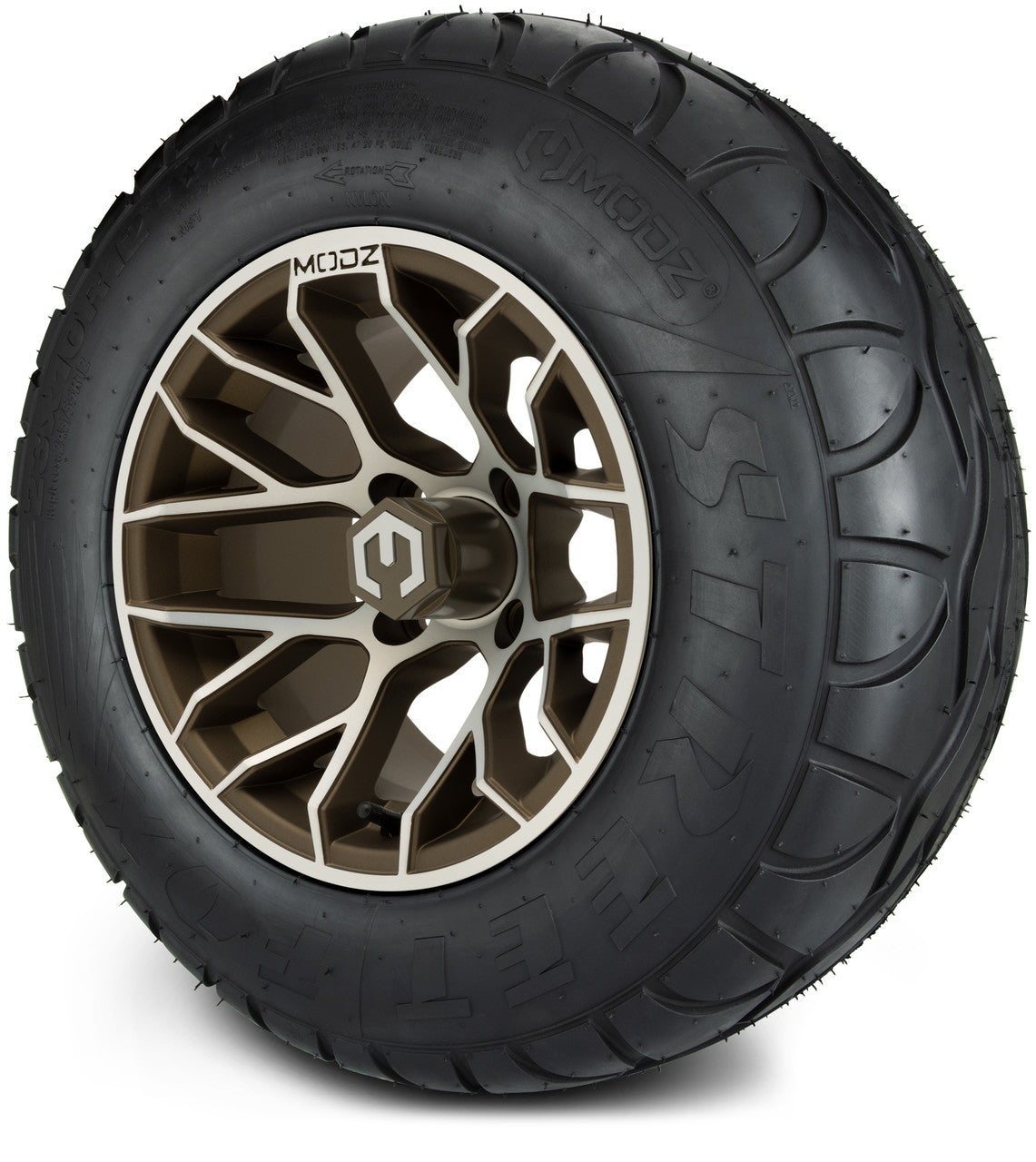 MODZ® 12" Matrix Machined Bronze - Lifted Tires and Wheels Combo