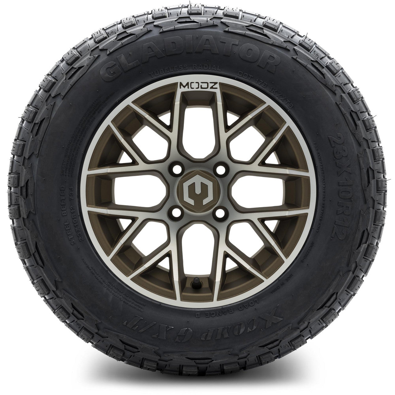 MODZ® 12" Matrix Machined Bronze - Lifted Tires and Wheels Combo