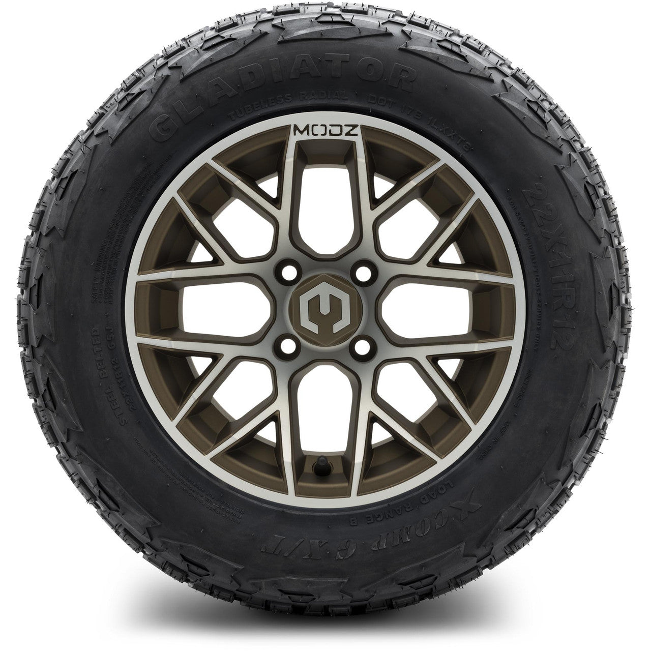 MODZ® 12" Matrix Machined Bronze - Lifted Tires and Wheels Combo