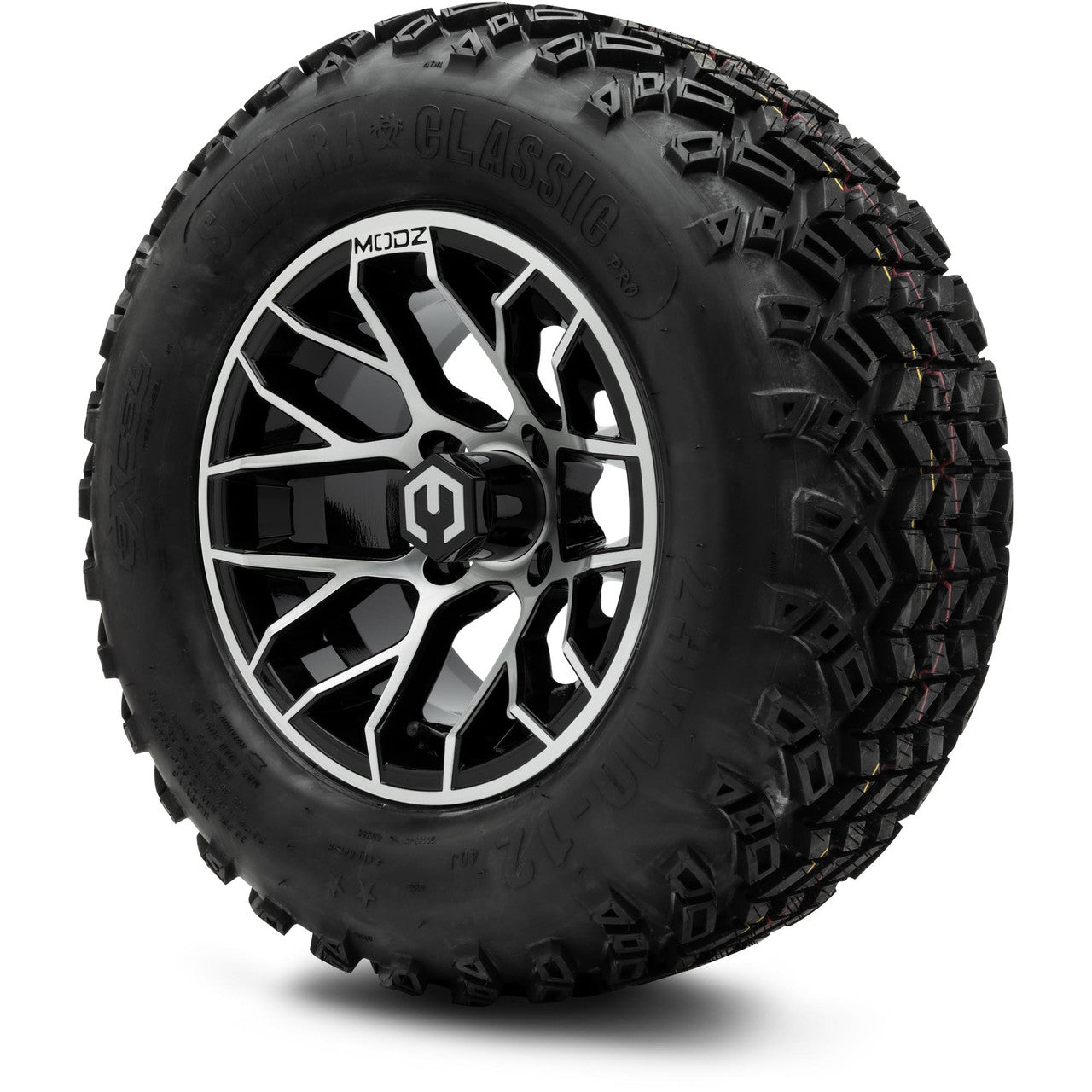 MODZ® 12" Matrix Machined Glossy Black - Lifted Tires and Wheels Combo
