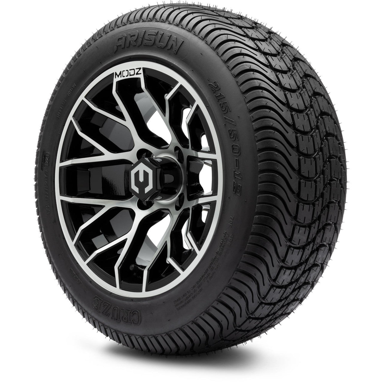 MODZ® 12" Matrix Machined Glossy Black - LowPro Tires and Wheels Combo