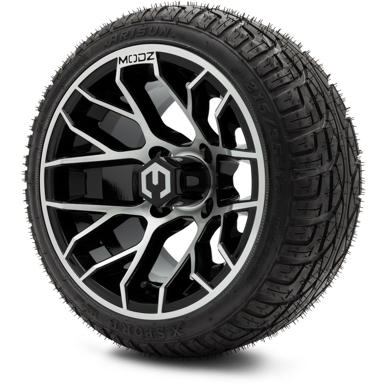 MODZ® 12" Matrix Machined Glossy Black - LowPro Tires and Wheels Combo