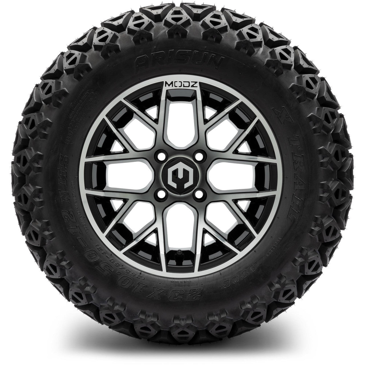 MODZ® 12" Matrix Machined Glossy Black - Lifted Tires and Wheels Combo