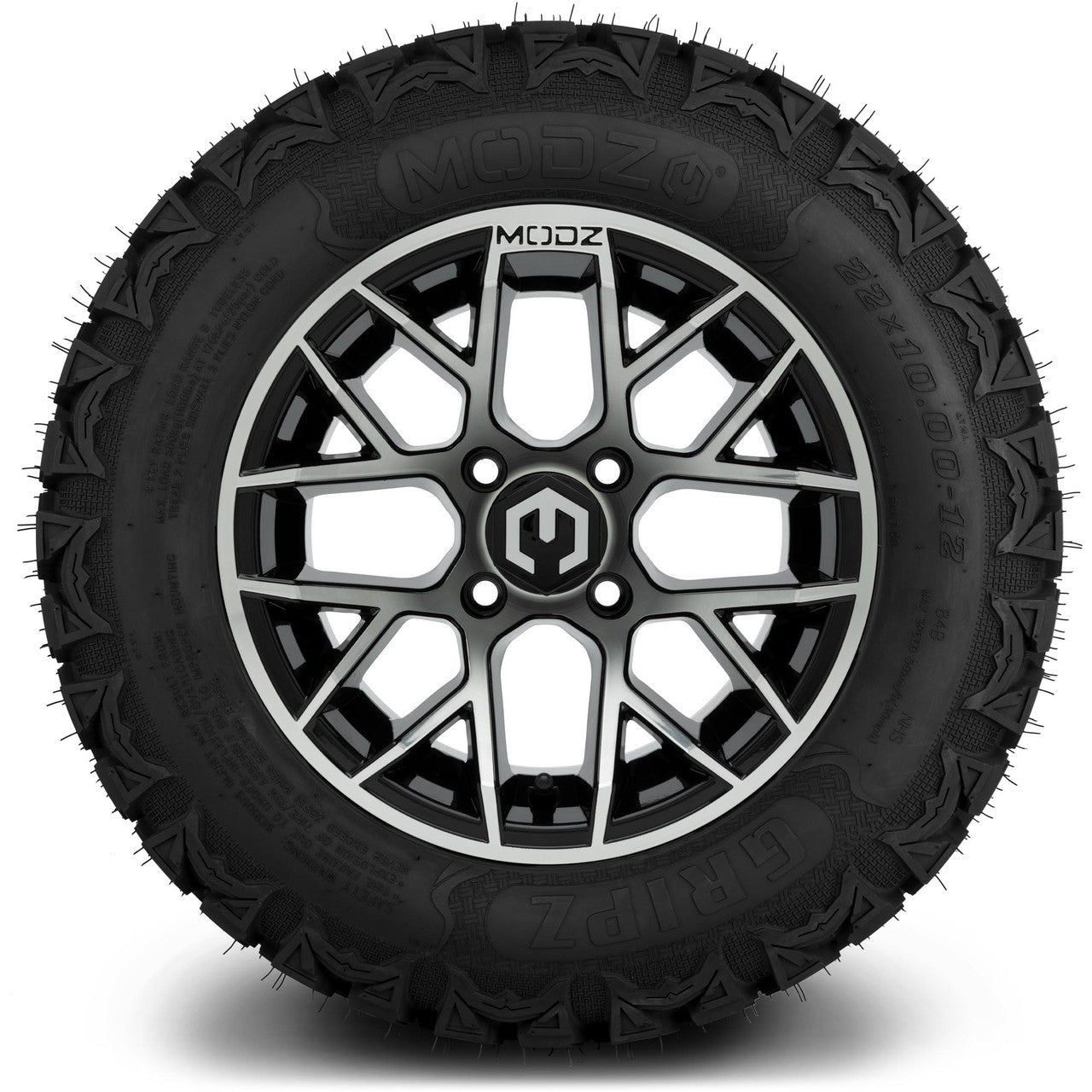 MODZ® 12" Matrix Machined Glossy Black - Lifted Tires and Wheels Combo