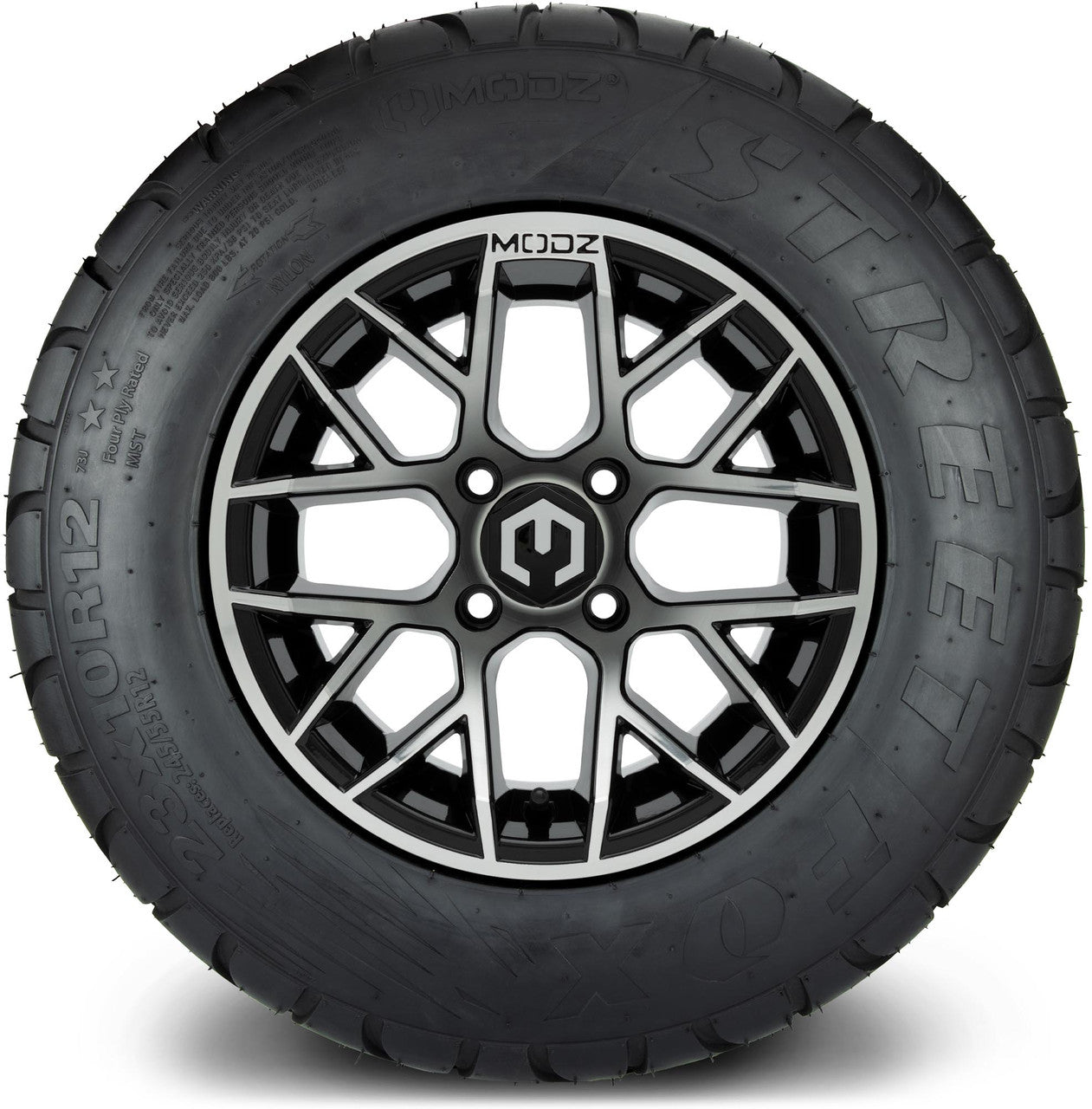 MODZ® 12" Matrix Machined Glossy Black - Lifted Tires and Wheels Combo