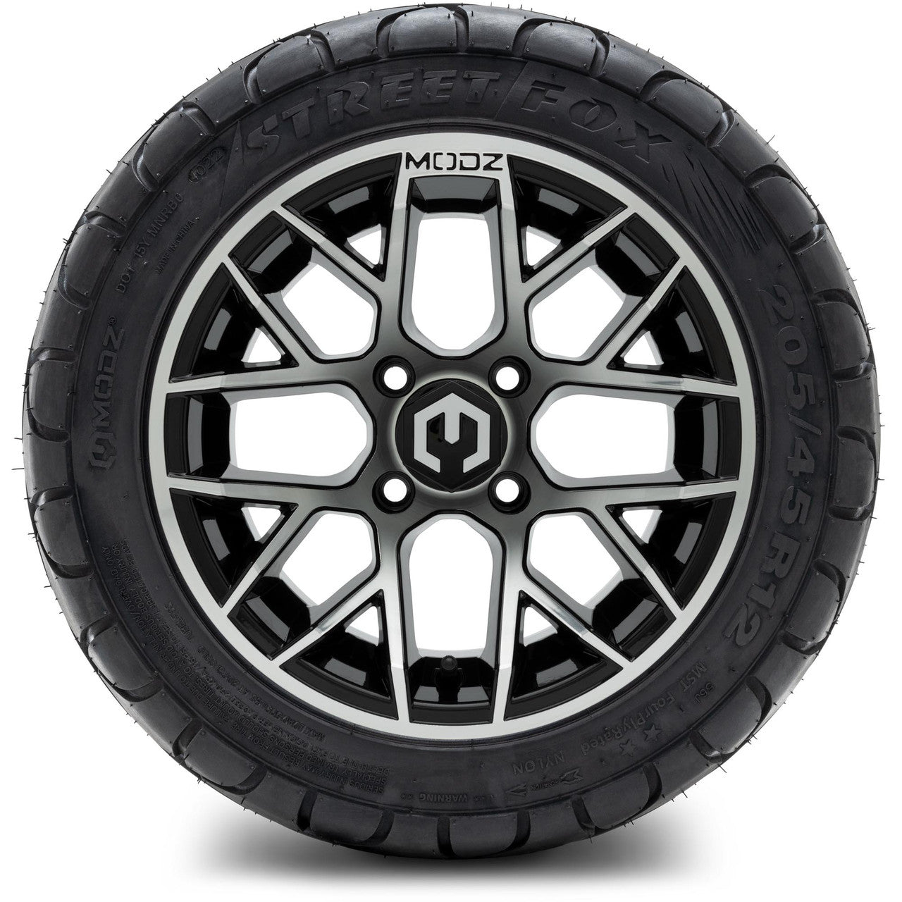 MODZ® 12" Matrix Machined Glossy Black - LowPro Tires and Wheels Combo