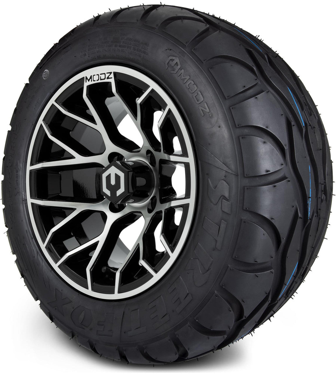 MODZ® 12" Matrix Machined Glossy Black - LowPro Tires and Wheels Combo
