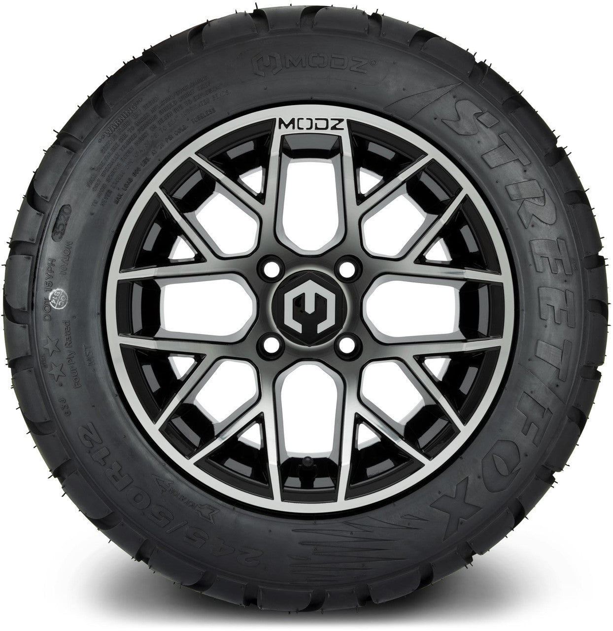 MODZ® 12" Matrix Machined Glossy Black - LowPro Tires and Wheels Combo