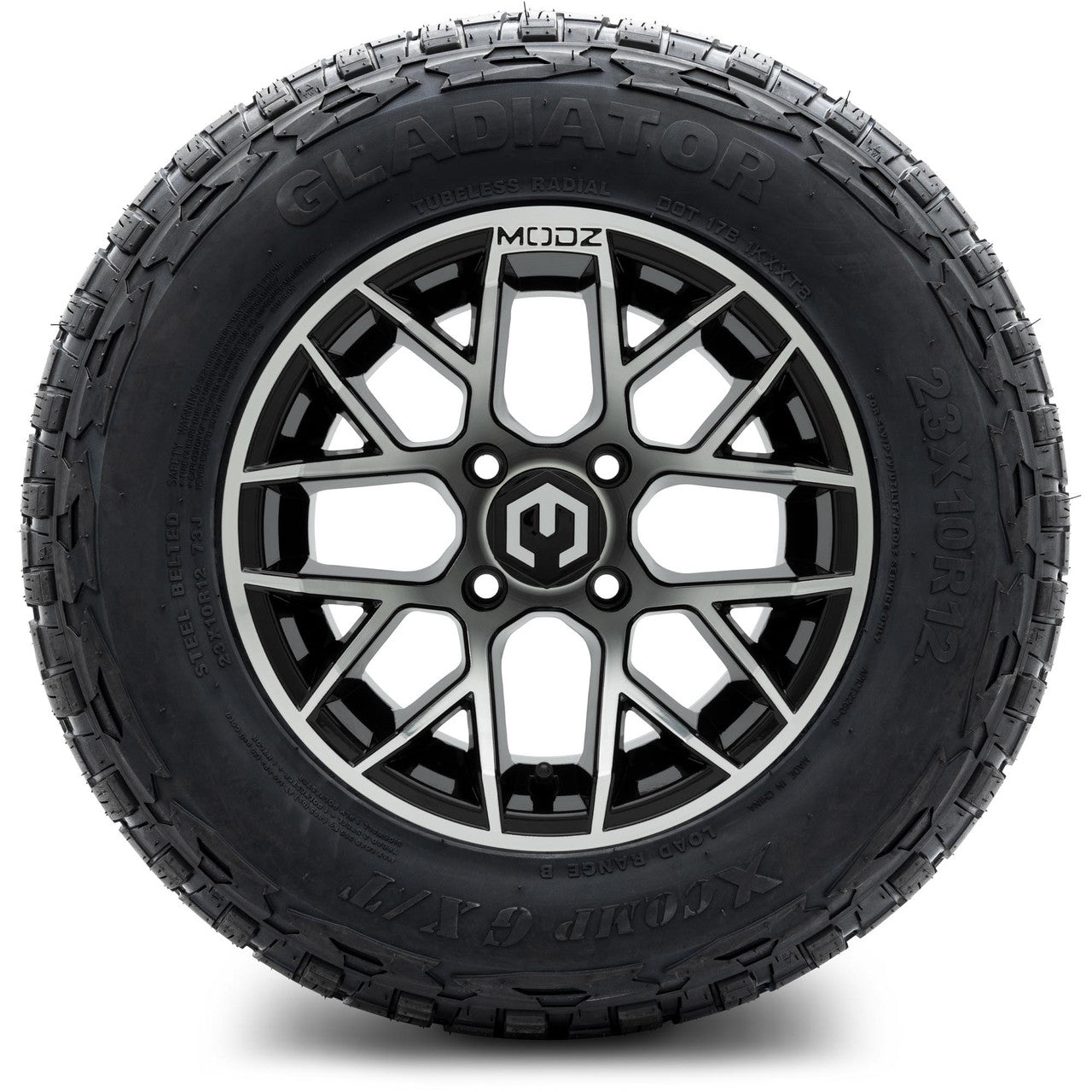 MODZ® 12" Matrix Machined Glossy Black - Lifted Tires and Wheels Combo