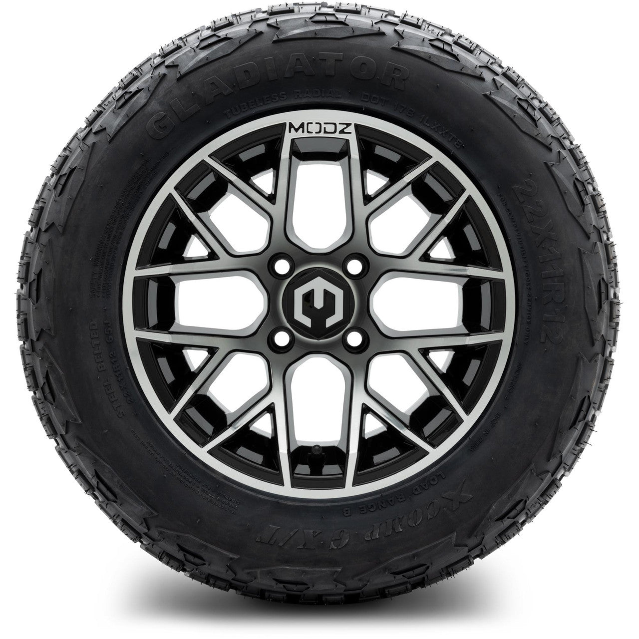 MODZ® 12" Matrix Machined Glossy Black - Lifted Tires and Wheels Combo