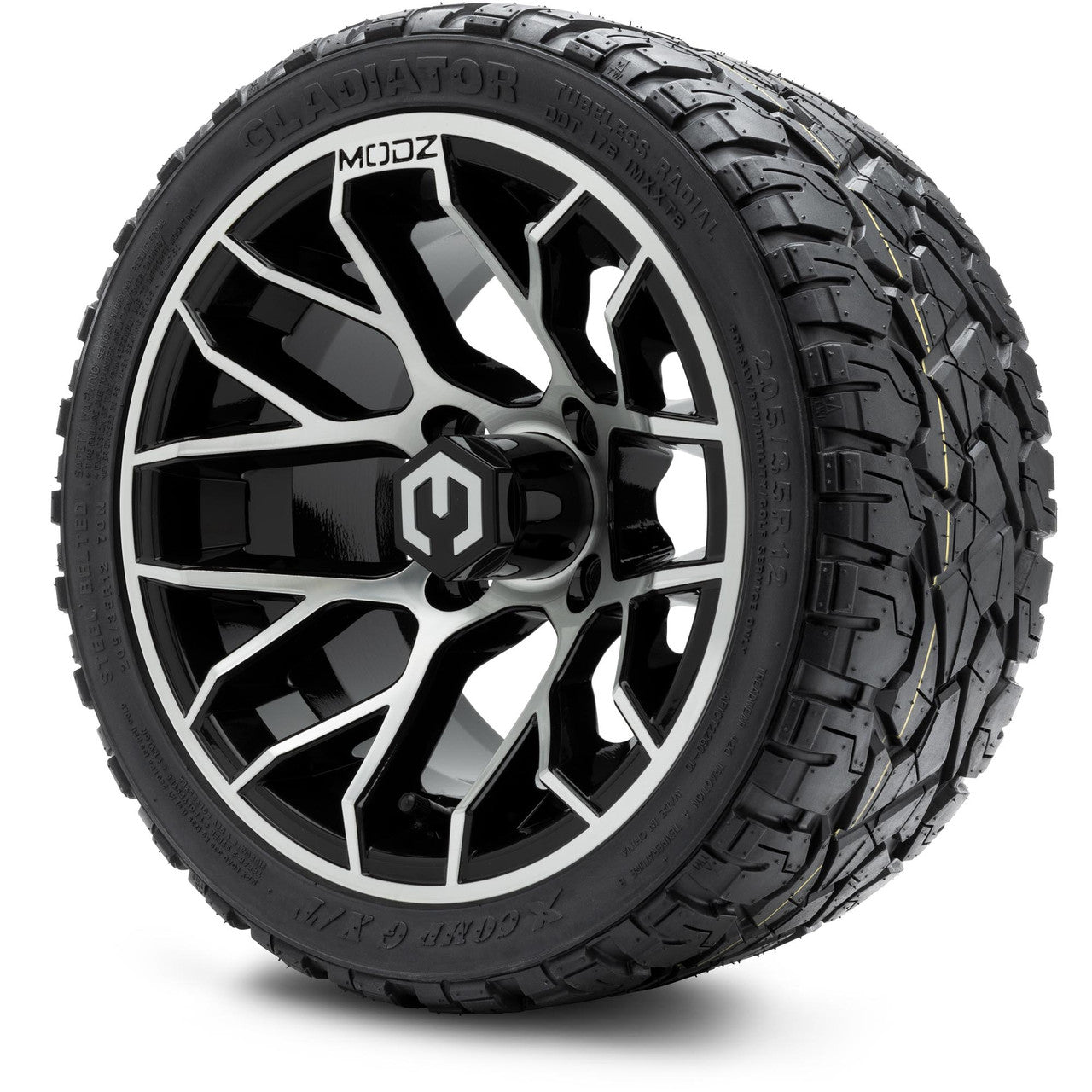 MODZ® 12" Matrix Machined Glossy Black - LowPro Tires and Wheels Combo