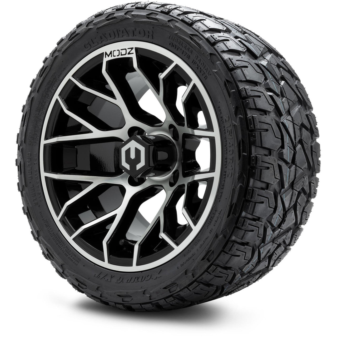 MODZ® 12" Matrix Machined Glossy Black - LowPro Tires and Wheels Combo
