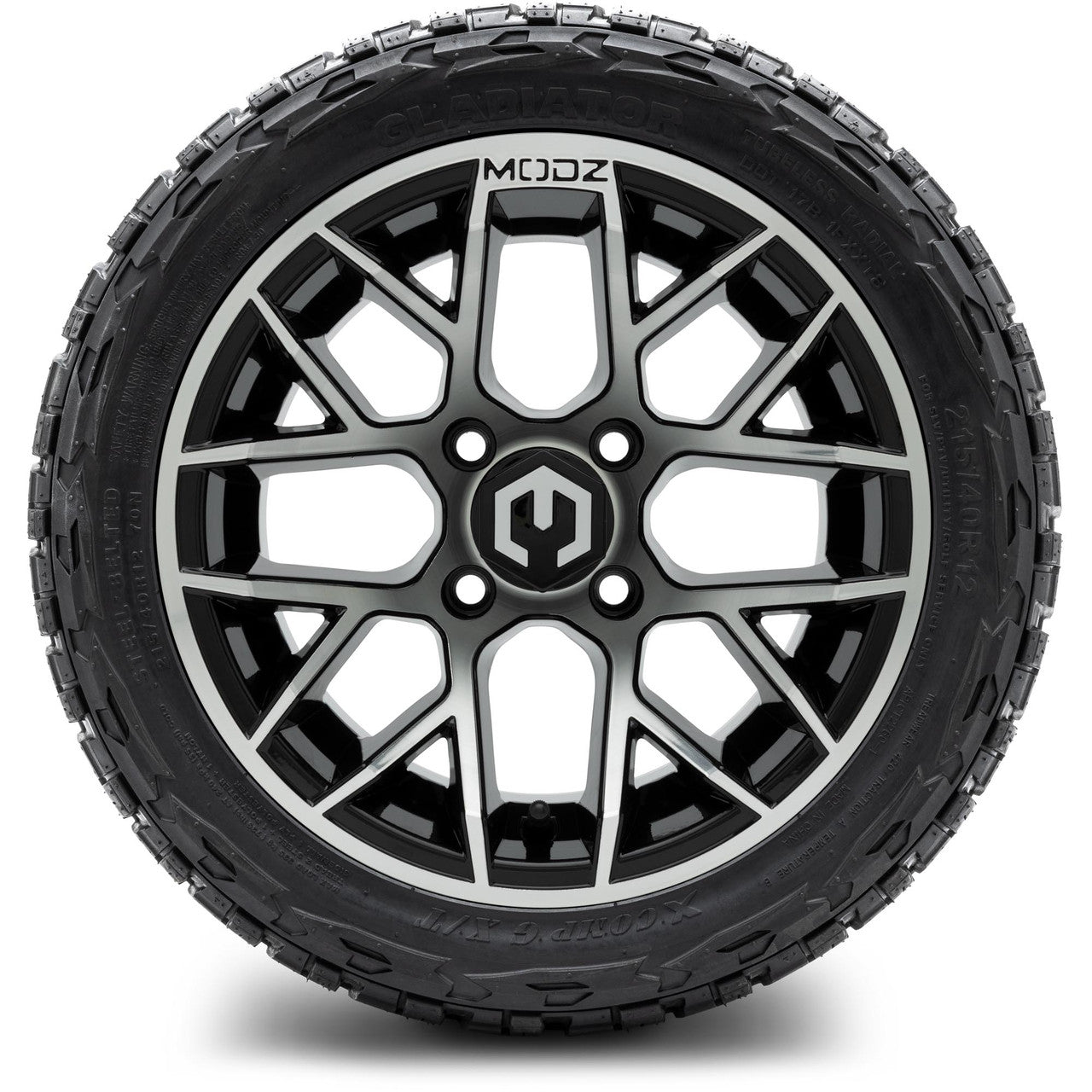 MODZ® 12" Matrix Machined Glossy Black - LowPro Tires and Wheels Combo