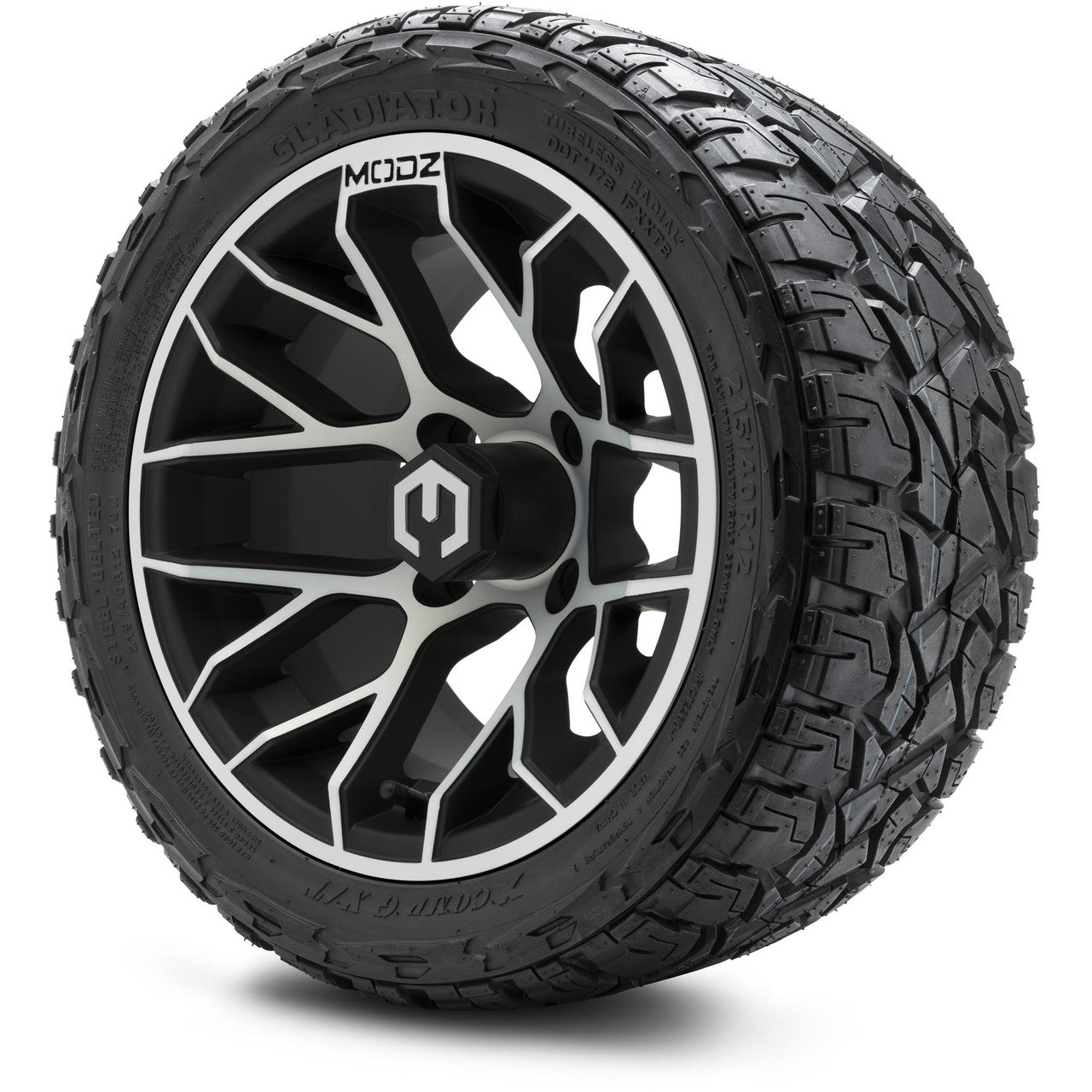 MODZ® 12" Matrix Machined Matte Black - LowPro Tires and Wheels Combo