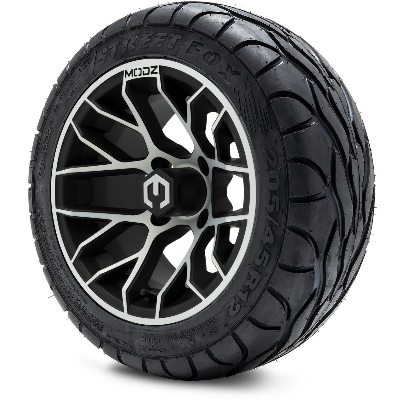 MODZ® 12" Matrix Machined Matte Black - LowPro Tires and Wheels Combo