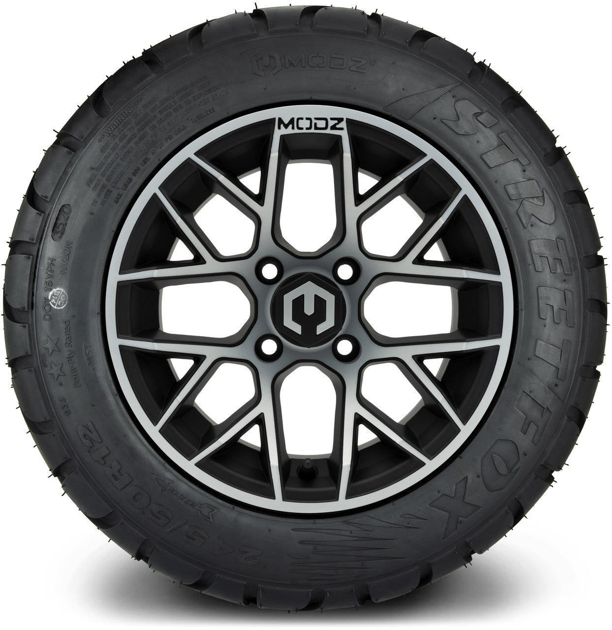MODZ® 12" Matrix Machined Matte Black - LowPro Tires and Wheels Combo