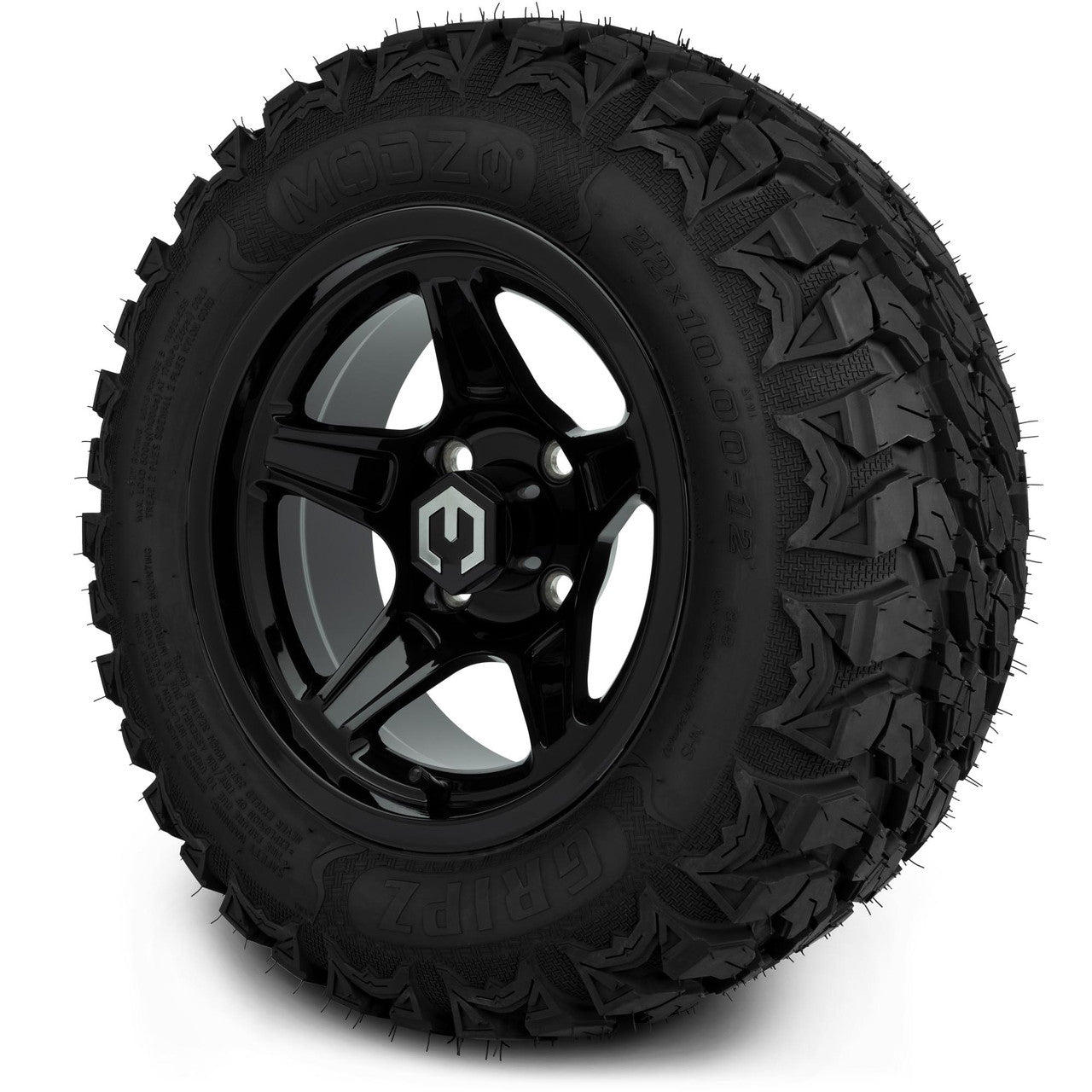 MODZ® 12" Drift Glossy Black - Lifted Tires and Wheels Combo